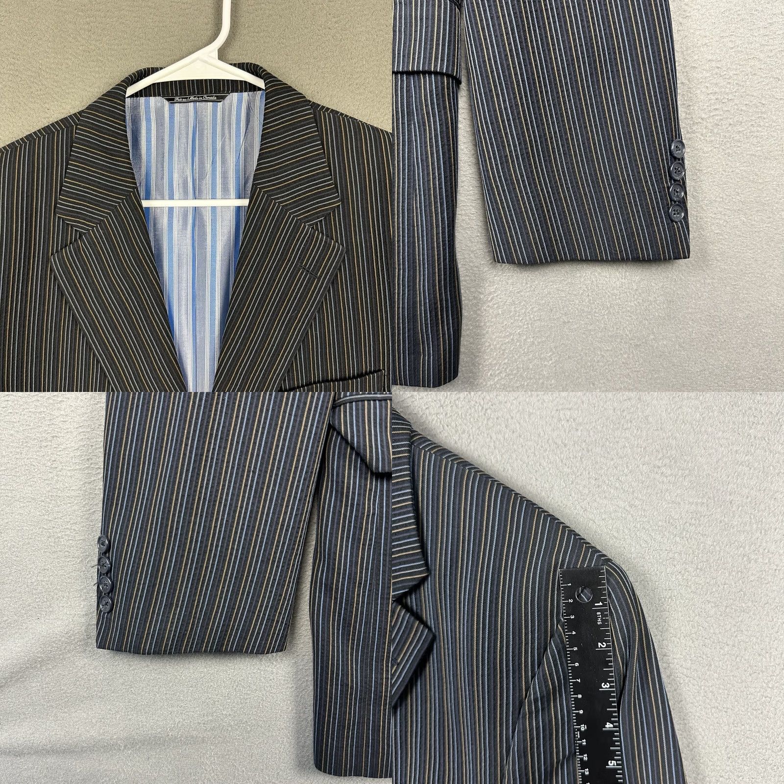 Jack Victor Jack Victor Prossimo Wool Black Striped Grovewood SPJ Blazer Sport Jacket 42L - Used Mens Size 42R - 8 Thumbnail
