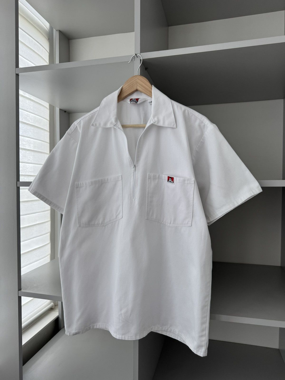 Ben Davis Ben Devis Vintage White 1/3 Zip Pocket Polo Shirt Size US M / EU 48-50 / 2 - 8 Thumbnail