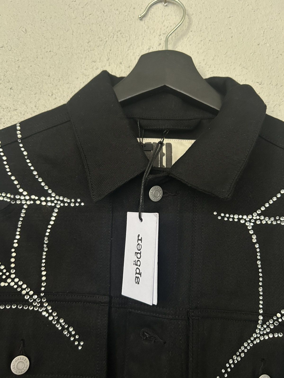 Sp5der NEW SP5DER WORLDWIDE RHINESTONE WEB DENIM JACKET Size US M / EU 48-50 / 2 - 4 Thumbnail