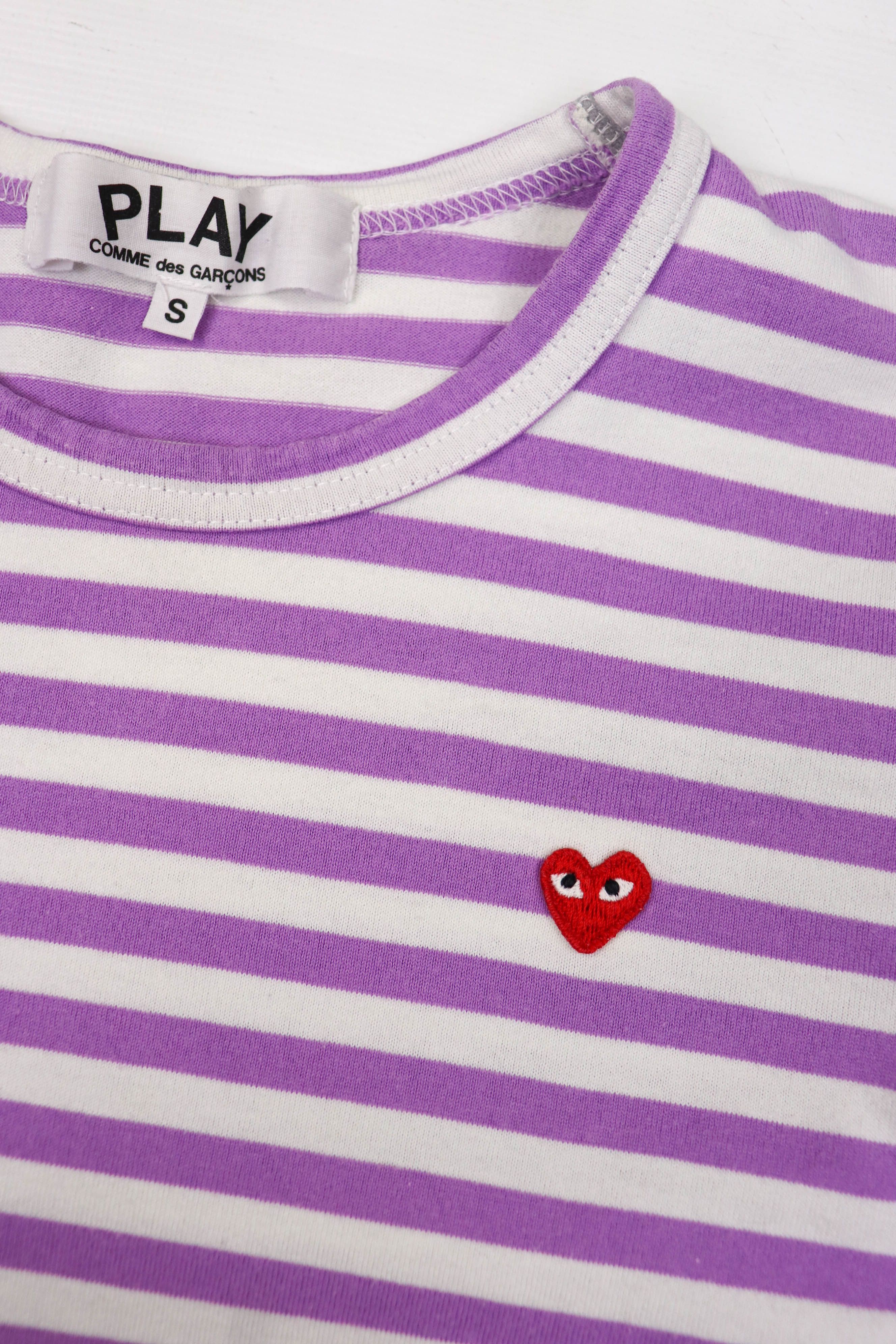 Comme des Garcons Comme des Garçons Purple White Striped Long Sleeve T-shirt Size S / US 4 / IT 40 - 7 Thumbnail