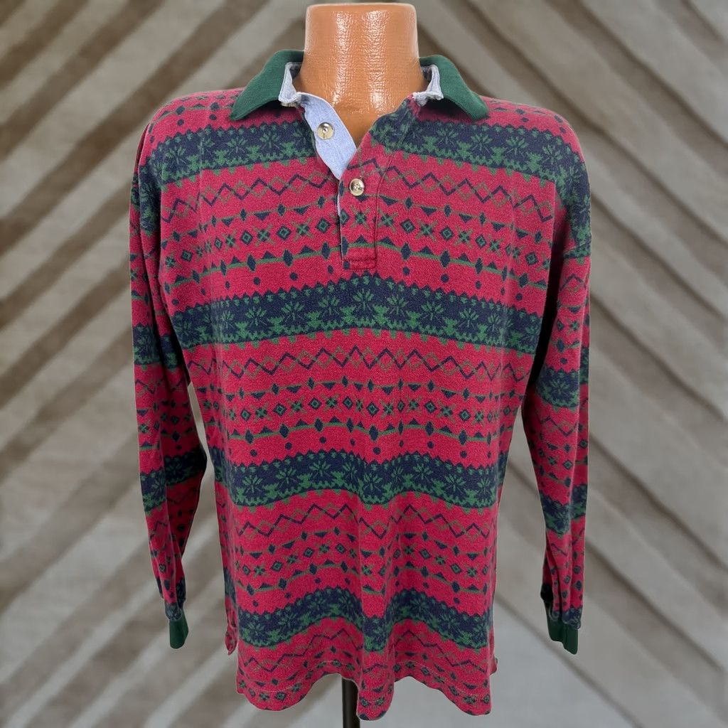 Vintage VINTAGE Ivy Club Polo Shirt Men M Geometric Red Navy Green 80s 90s - Shirt Mens M Red Green Navy Geometric 80s 90s Vintage Ivy Club Polo Shirt Size US M / EU 48-50 / 2 - 1 Thumbnail