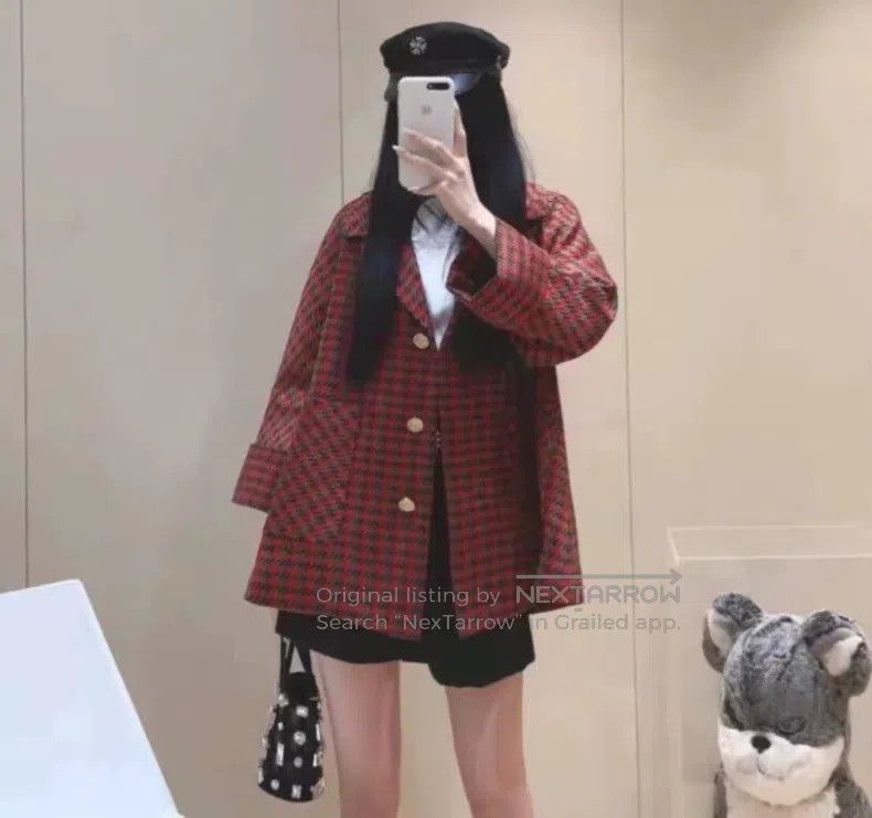 Gucci Gucci Red checkered wool lapel single-breasted long-sleeve Size XS / US 0-2 / IT 36-38 - 7 Thumbnail