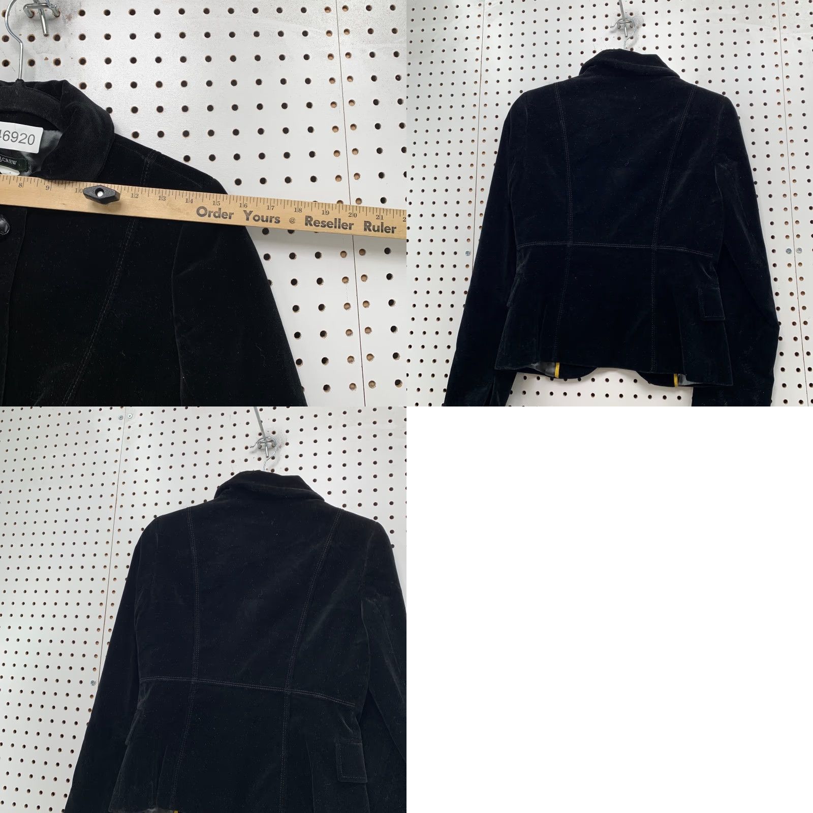 Velvet VINTAGE J CREW Velvet Blazer Womens 0 Black Collared Business Work Lined Size XXS / US 00 / IT 34 - 9 Thumbnail