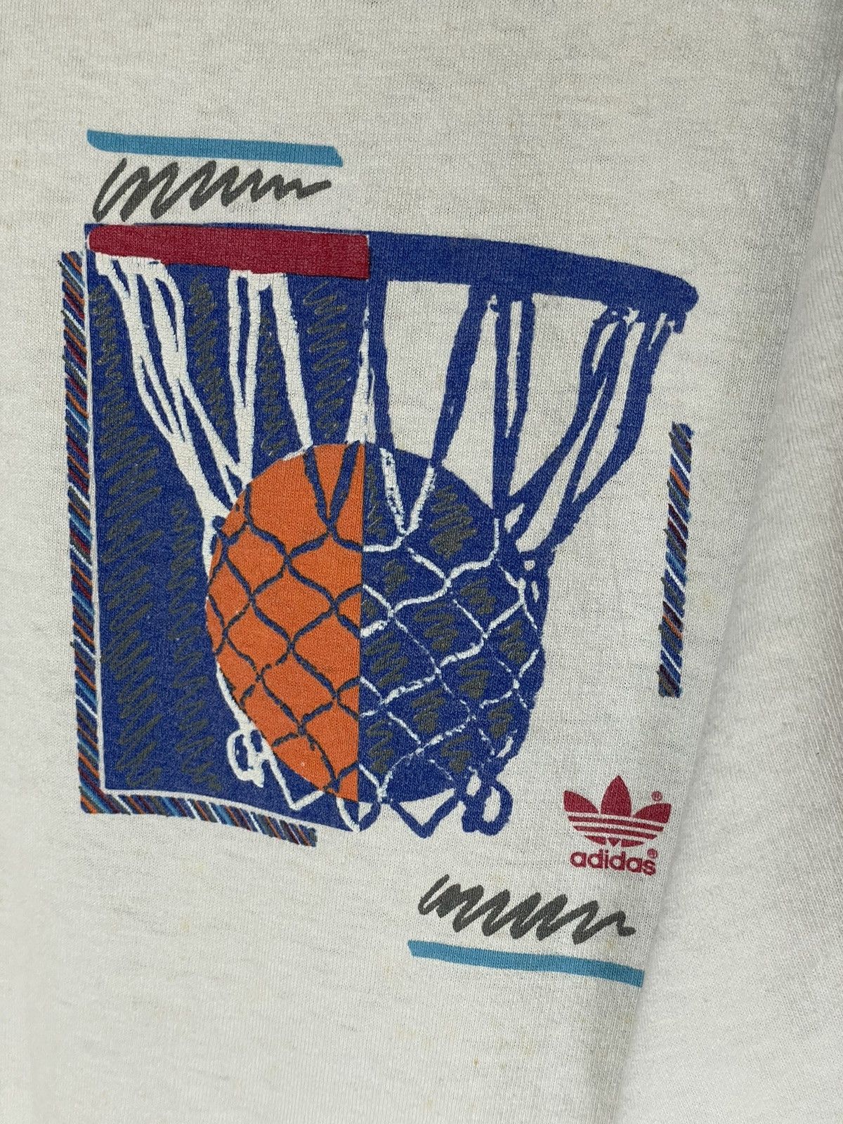 Adidas × Vintage Adidas Abstract Basketball Pop Art Spell Out T-Shirt VTG Size US L / EU 52-54 / 3 - 9 Thumbnail