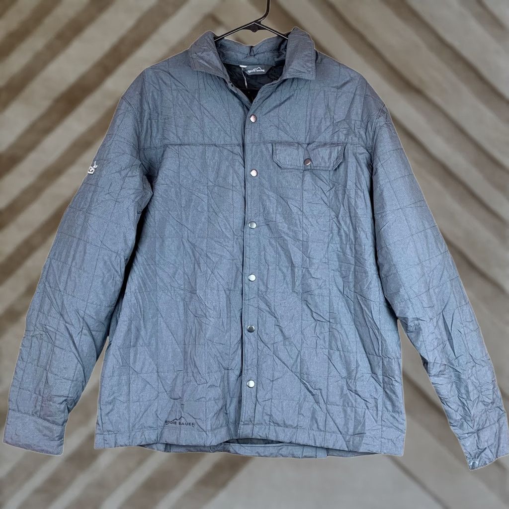 Eddie Bauer Eddie Bauer Shirt Mens L Gray Quilted Jac Mid Weight Insulated Snap Reds Size US L / EU 52-54 / 3 - 1 Thumbnail