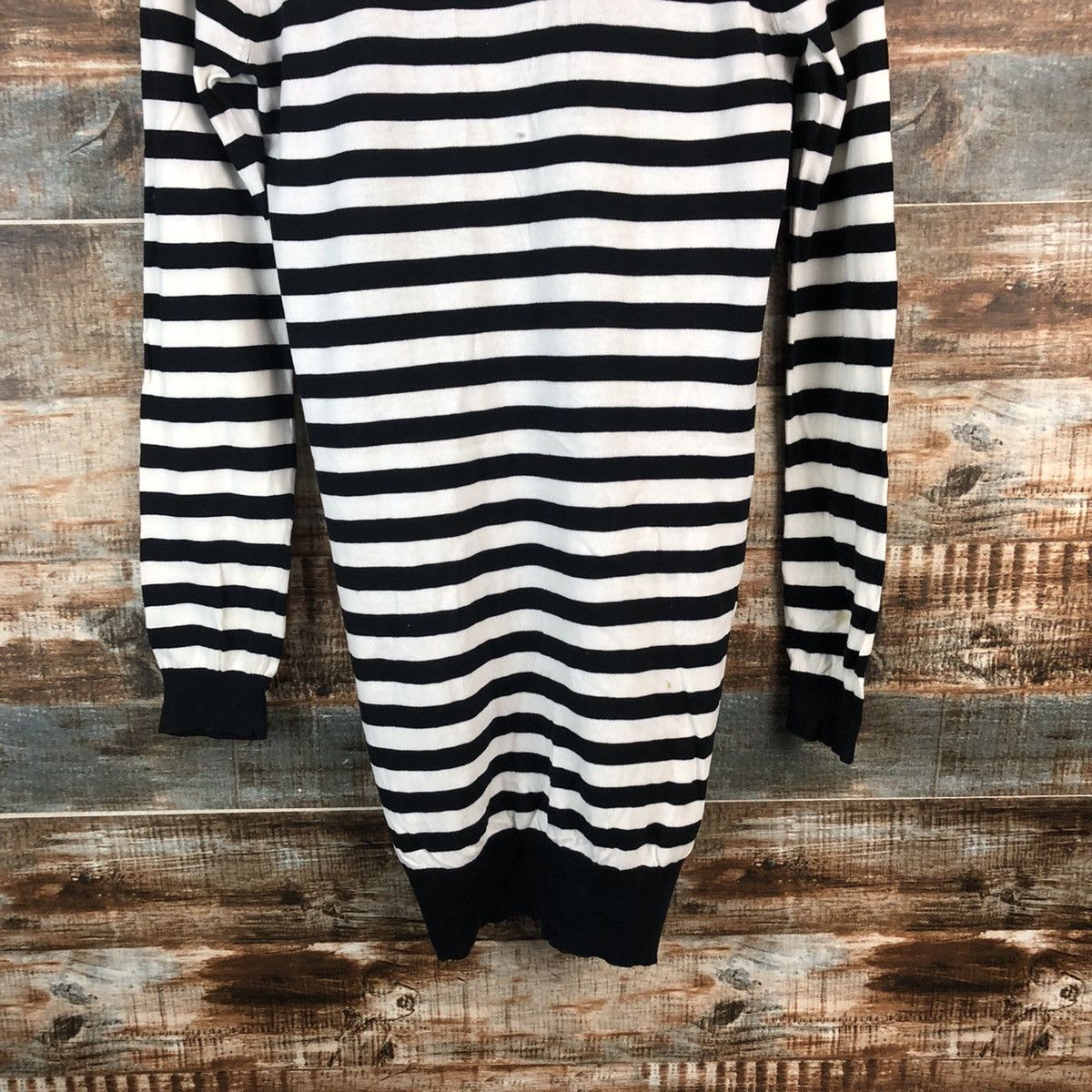 Homespun Knitwear DL Kari Ang Stripe White Black Cardigan Knitwear #C732 Size S / US 4 / IT 40 - 14 Thumbnail