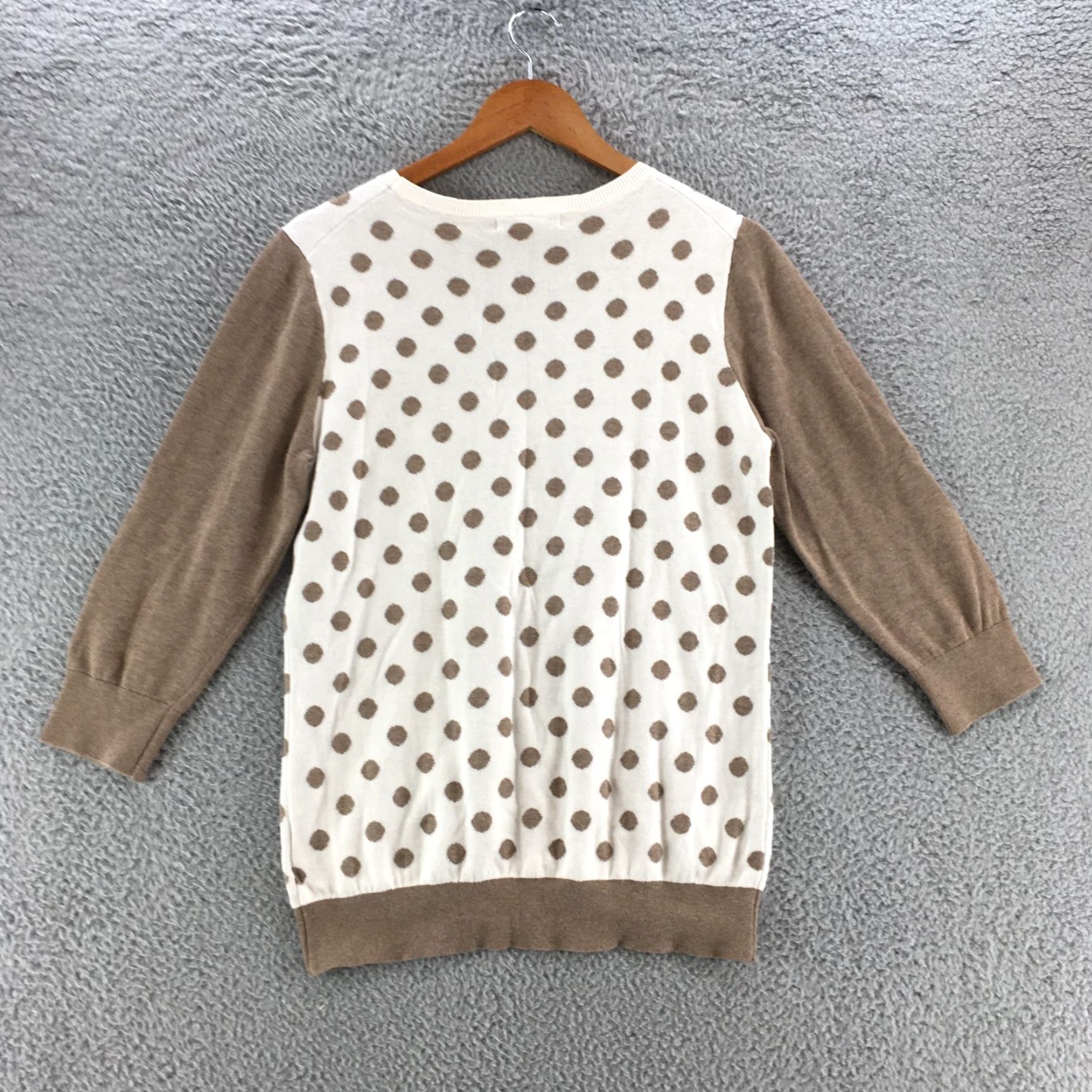 Banana Republic Banana Republic Polka Dot Pullover Sweater Womens L Cotton Blend Beige White Top Size L / US 10 / IT 46 - 7 Thumbnail