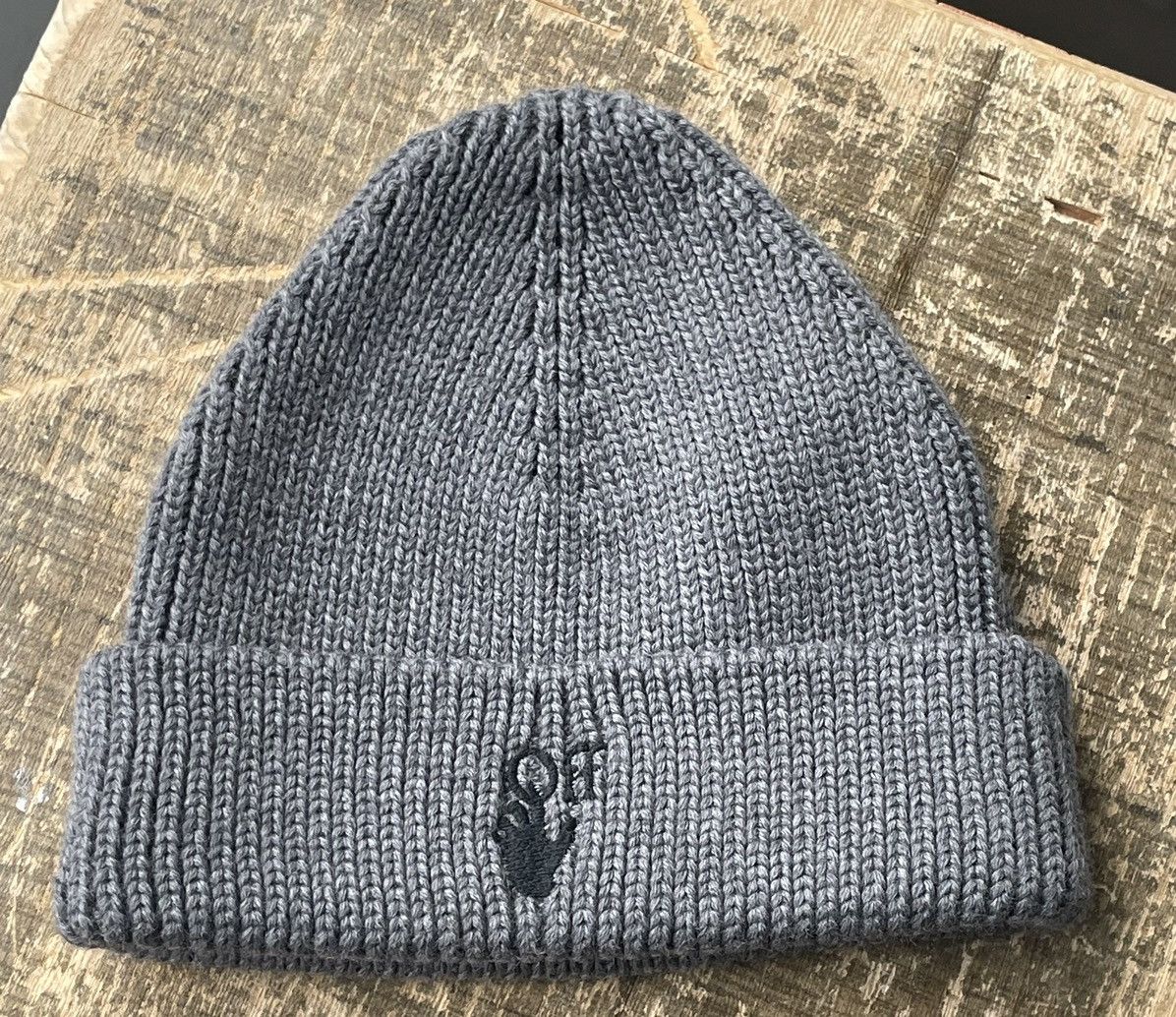Off-White OFF WHITE Wool Embroidered Hand Logo Beanie Grey Size ONE SIZE - 2 Thumbnail