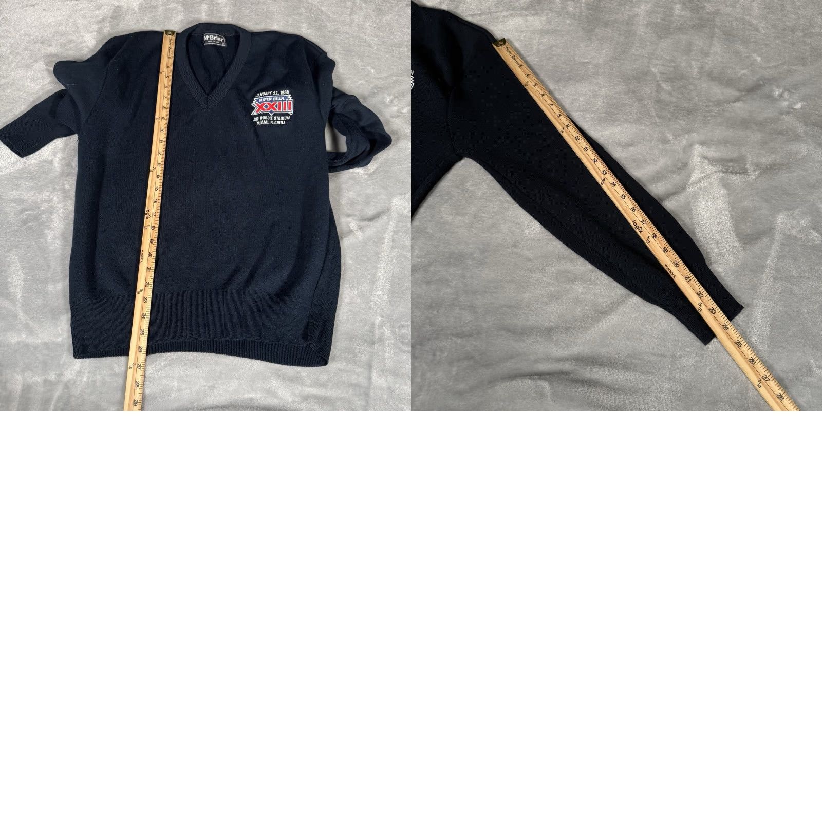 Vintage VINTAGE NFL Superbowl XXIII V Neck Sweater Mens L Acrylic Blue 80s Miami Florida NFL Logo Embroidered Pullover Knit Size US L / EU 52-54 / 3 - 8 Thumbnail