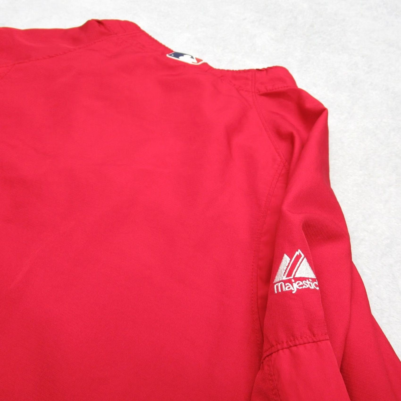 Vintage VINTAGE Majestic Angels Jacket Mens Large Red 1/4 Zip Windbreaker Baseball Pullover Windbreaker VTG Size US L / EU 52-54 / 3 - 6 Thumbnail