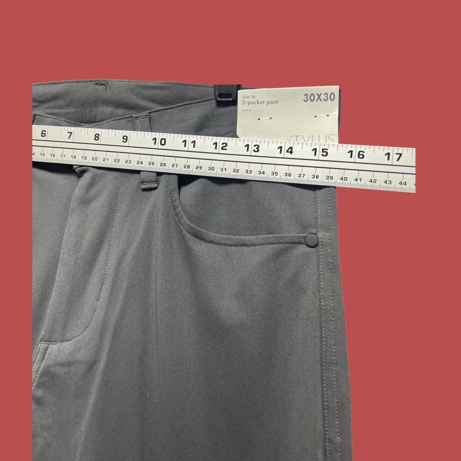 Other Stylus - 5 Pockets Men's Slim Fit Flat Front Pants - Gray - Size US 30 / EU 46 - 5 Thumbnail