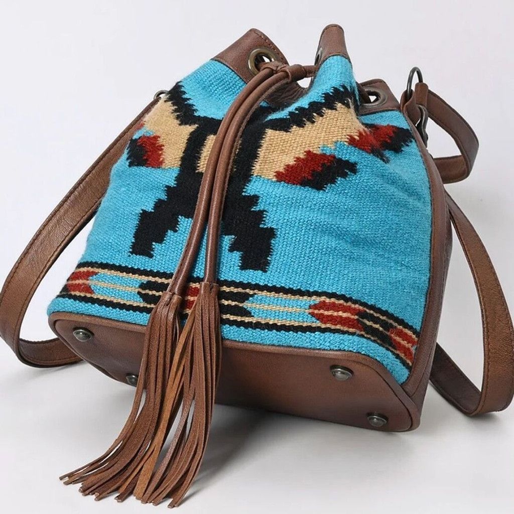 Other New Western Woven Thunderbird Leather Bucket Handbag Size ONE SIZE - 4 Thumbnail