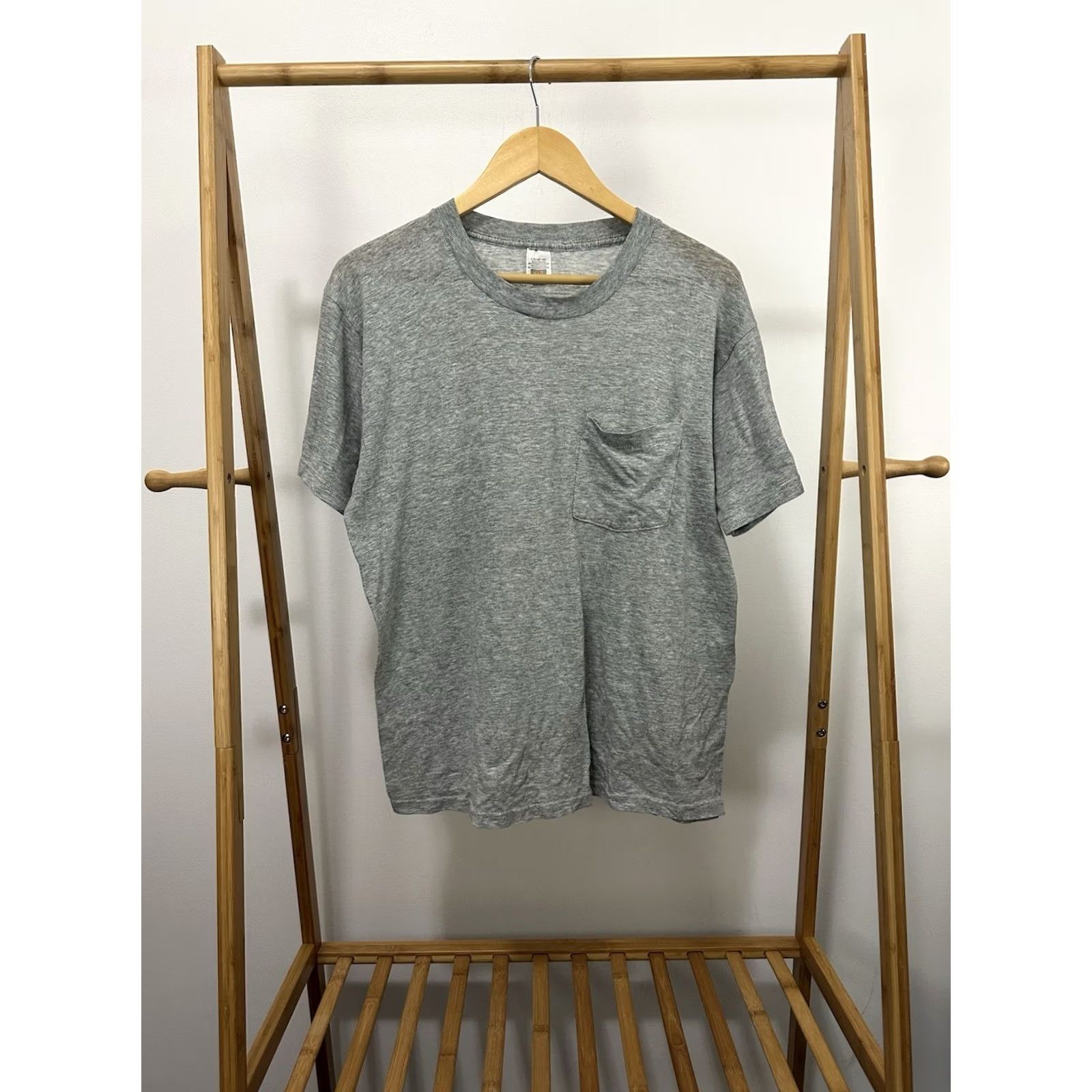 Fruit Of The Loom VTG Fruit Of The Loom T-Shirt Gray L Short Sleeve Burnout WIP Worn Paper Thin Selvedge Pocket Mens Size US L / EU 52-54 / 3 - 2 Thumbnail