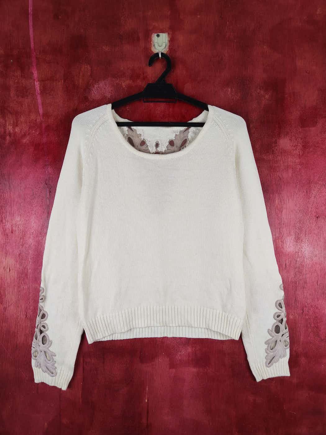 Japanese Brand Together Cream Knitwear art Sweatshirt #S1264 Size S / US 4 / IT 40 - 6 Thumbnail