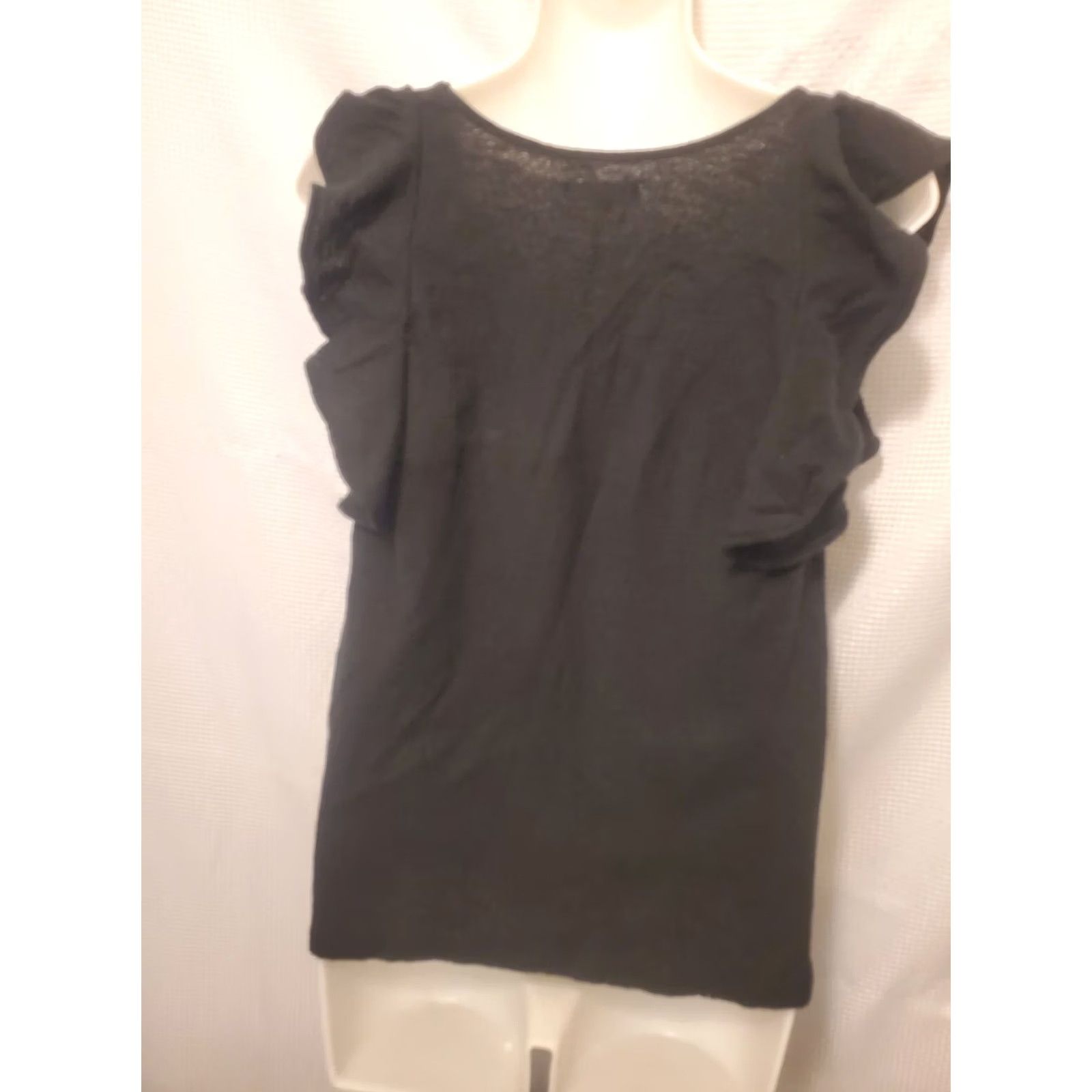 Madewell Madewell Black Linen Blend Textured Ruffle-Sleeve Tank Top Womens Medium Peasant Size M / US 6-8 / IT 42-44 - 4 Thumbnail