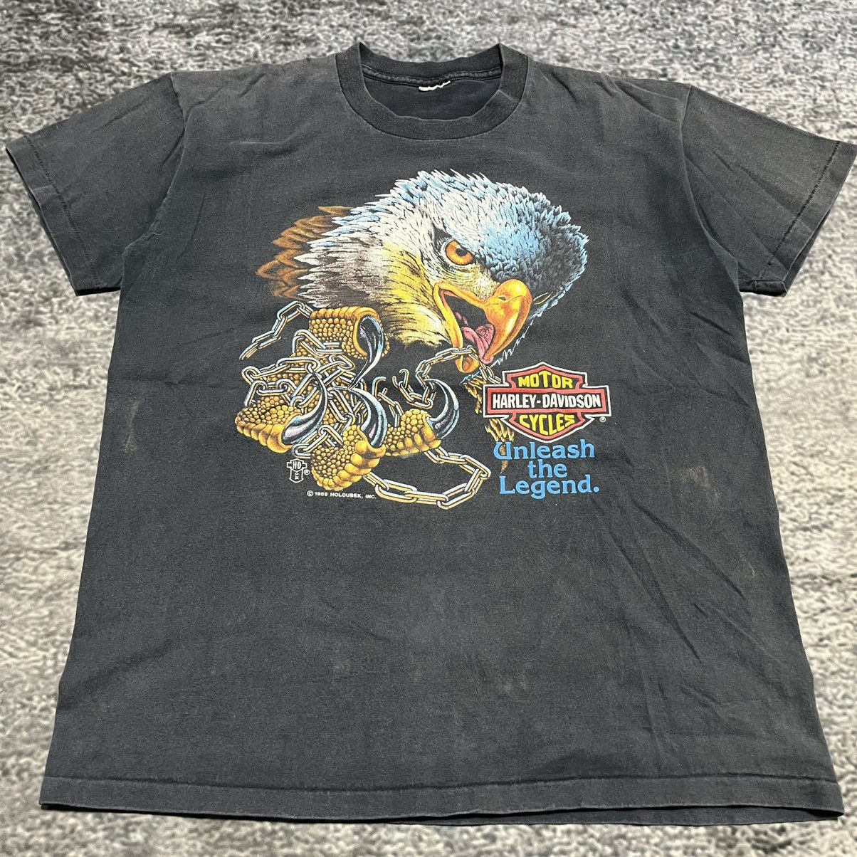 Harley Davidson VINTAGE 80s HARLEY DAVIDSON UNLEASH THE LEGEND EAGLE T SHIRT Size US M / EU 48-50 / 2 - 3 Thumbnail