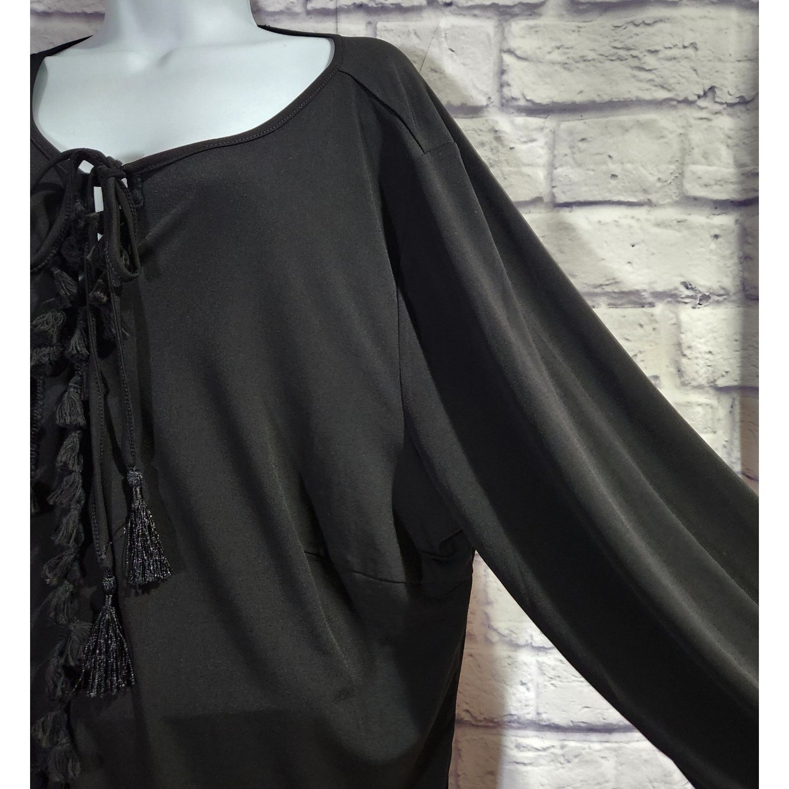 Other Kate & Mallory Black Pull On Shift Midi Dress 2X Plus Flowy Size XXL / US 16-18 / IT 52-54 - 3 Thumbnail