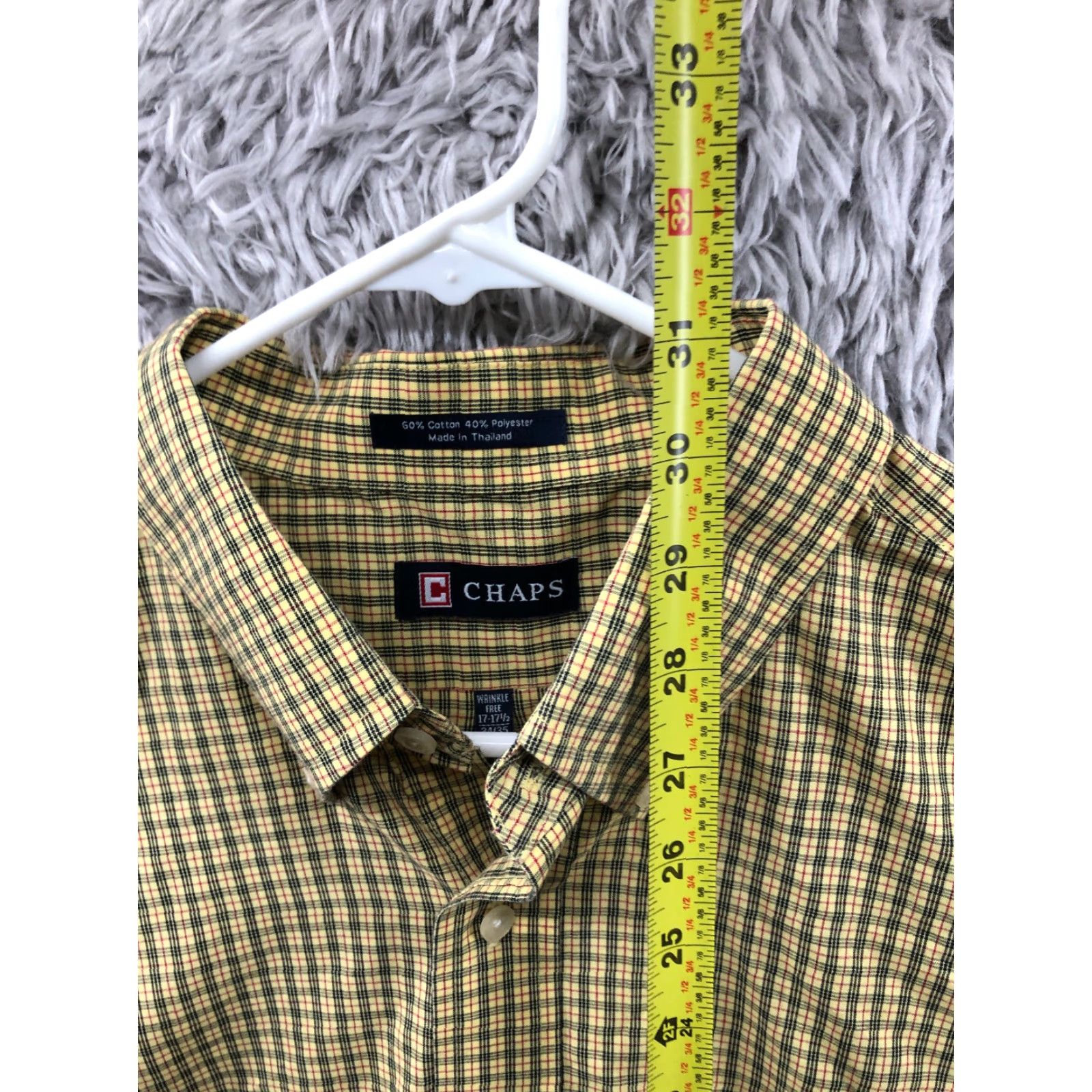 Chaps Chaps Shirt XL Mens Yellow Plaid Long Sleeve Button-Down Collar Shirt Size US XL / EU 56 / 4 - 5 Thumbnail