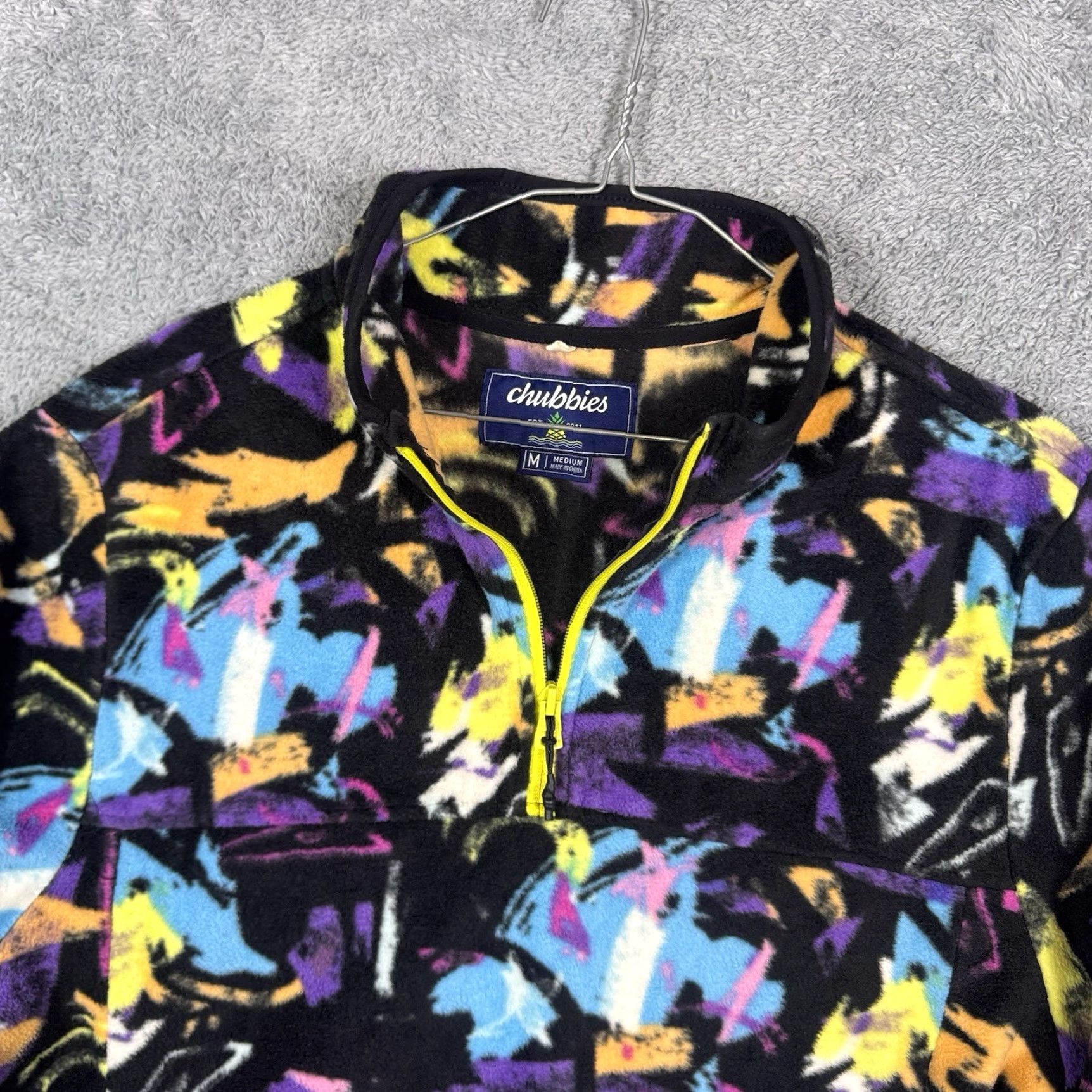 Chubbies Chubbies Jacket Mens M Fleece Pullover 1/4 Zip Abstract Neon Geometric Sweater Jacket Size US M / EU 48-50 / 2 - 5 Thumbnail
