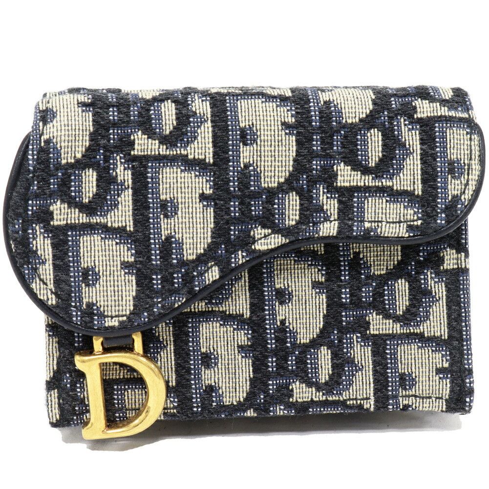 Dior Dior Dior Saddle Oblique Canvas Calfskin Trifold Wallet Leather Short Wallet S5653CTZQ M928 DUTY FREE for USA Size ONE SIZE - 1 Thumbnail
