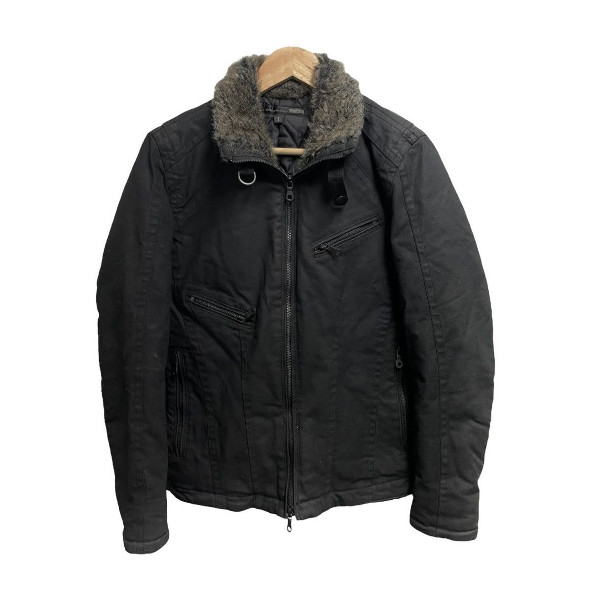 image of Schlussel Fur Lined Ma1 Jacket in Black, Men's (Size Medium)