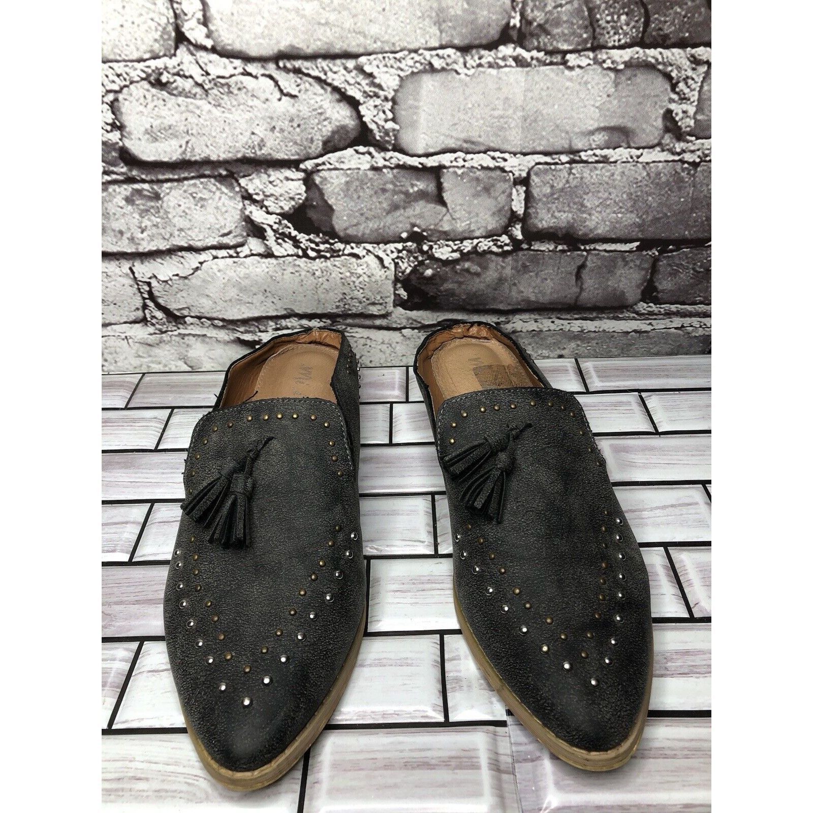 Other Mi.iM Suede Leather Studded Kiltie Loafer Slip On Mules Flat Size US 7.5 / IT 37.5 - 2 Thumbnail