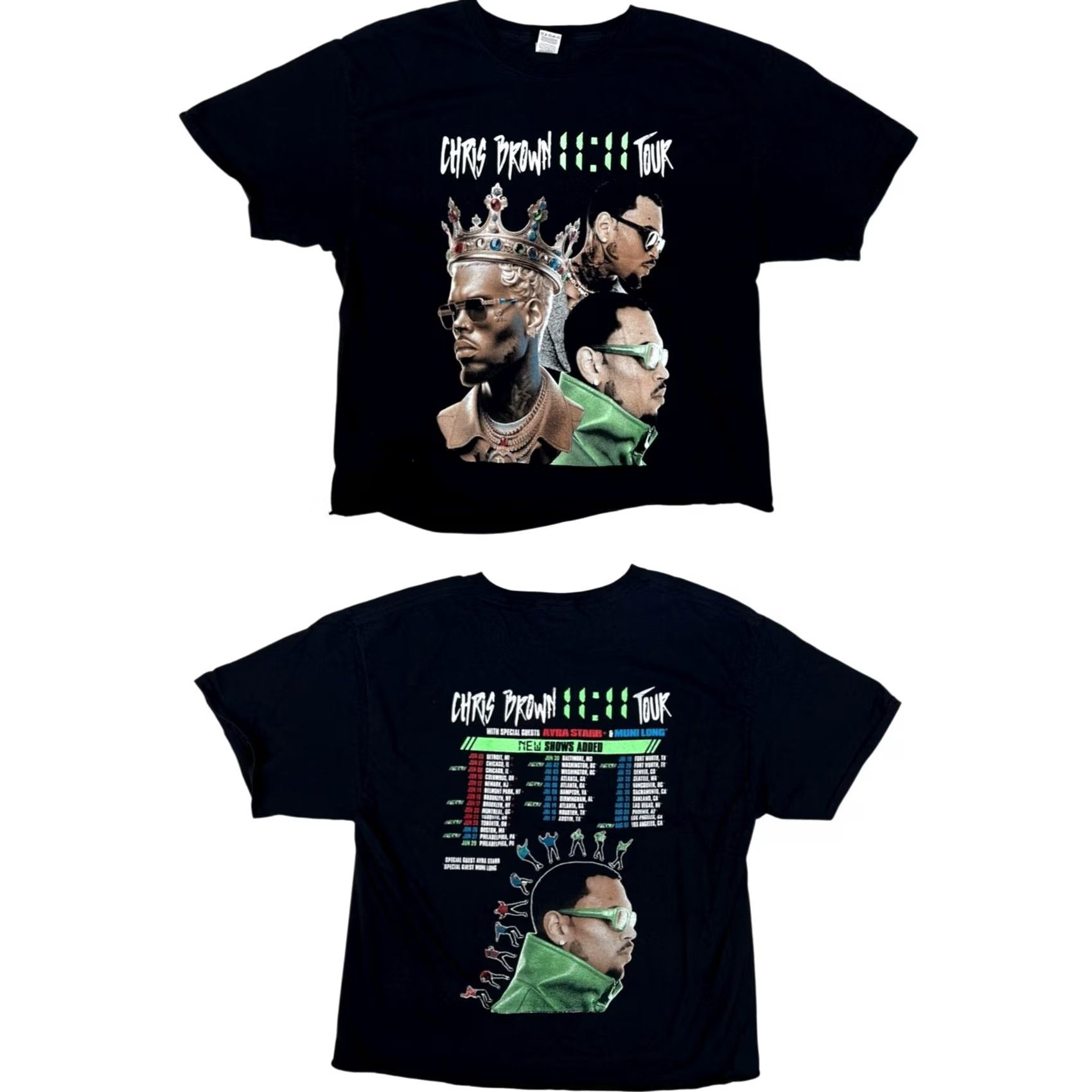 Fruit Of The Loom Chris Brown 11:11 Tour Concert T-Shirt Womens Large Black R&B Hip Hop Crop Size L / US 10 / IT 46 - 2 Thumbnail