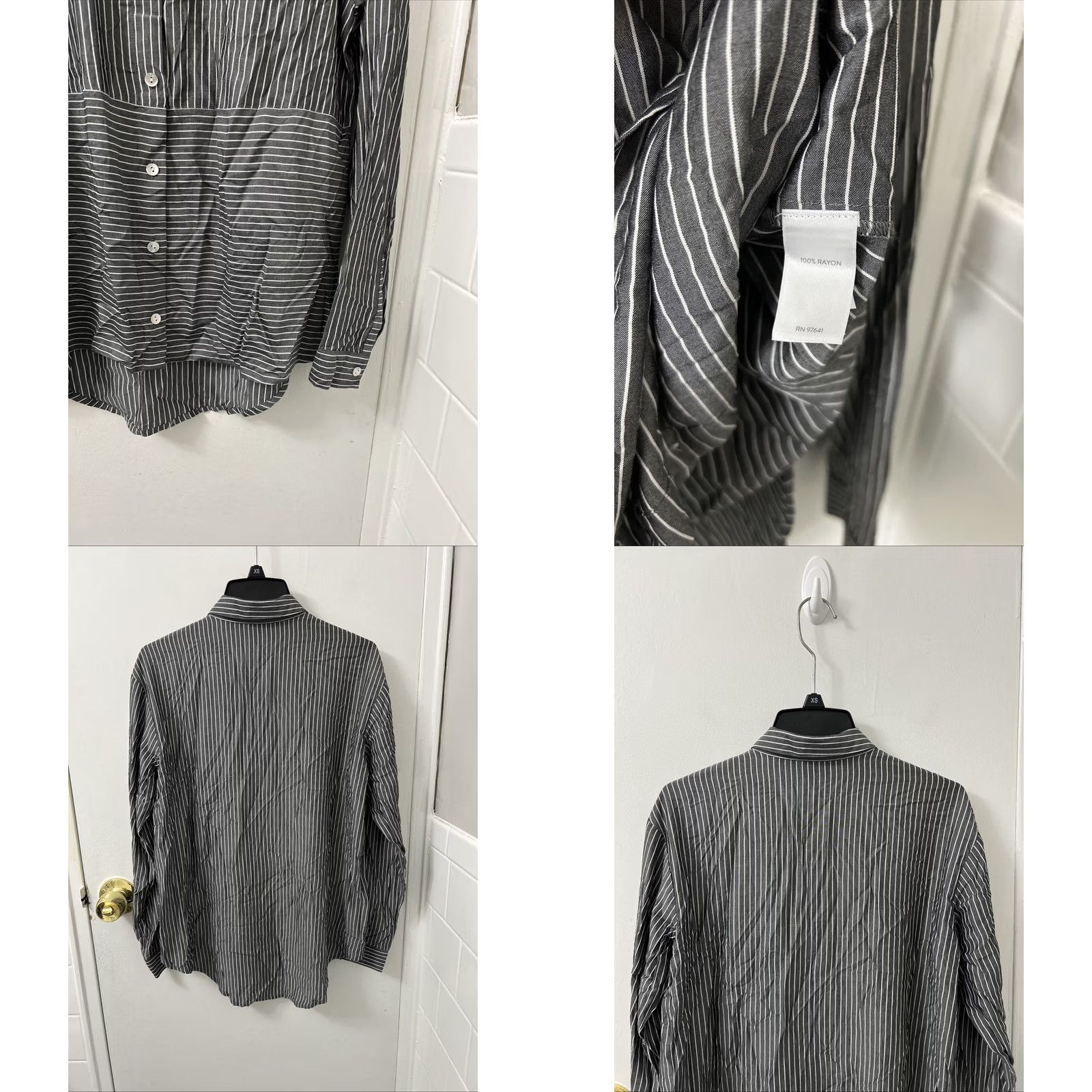 J. Jill J. Jill Shirt Womens XS Black White Striped Petite Button Down Rayon L/S Slim Casual Professional Size XS / US 0-2 / IT 36-38 - 8 Thumbnail