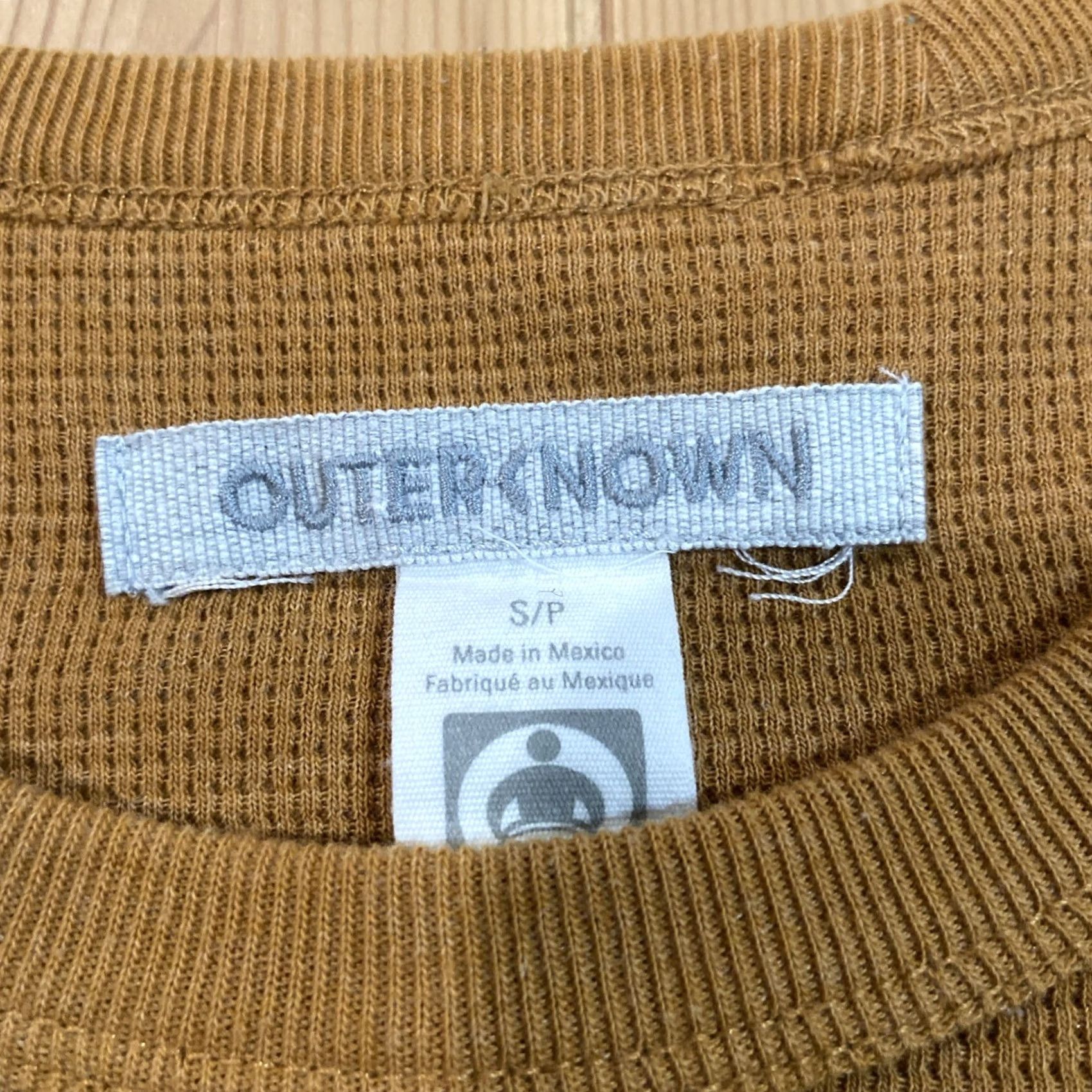 Outerknown Outerknown Shirt Mens S Orange Thermal Waffle Knit Long Sleeve Outdoor T-Shirt Mens Size US S / EU 44-46 / 1 - 2 Thumbnail