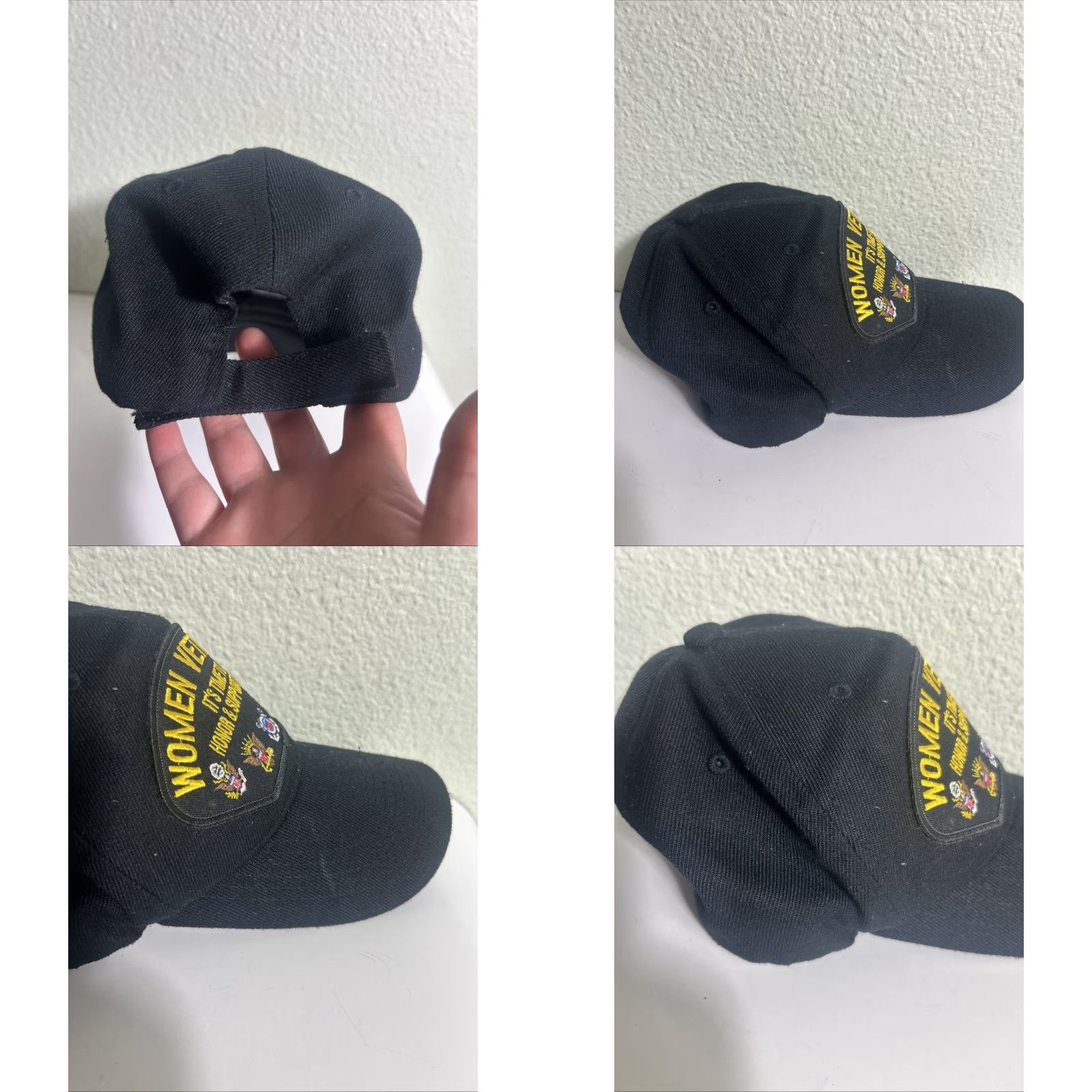 Vintage Women Veterans Hat Strapback Black Honor And Support Them Size ONE SIZE - 8 Thumbnail