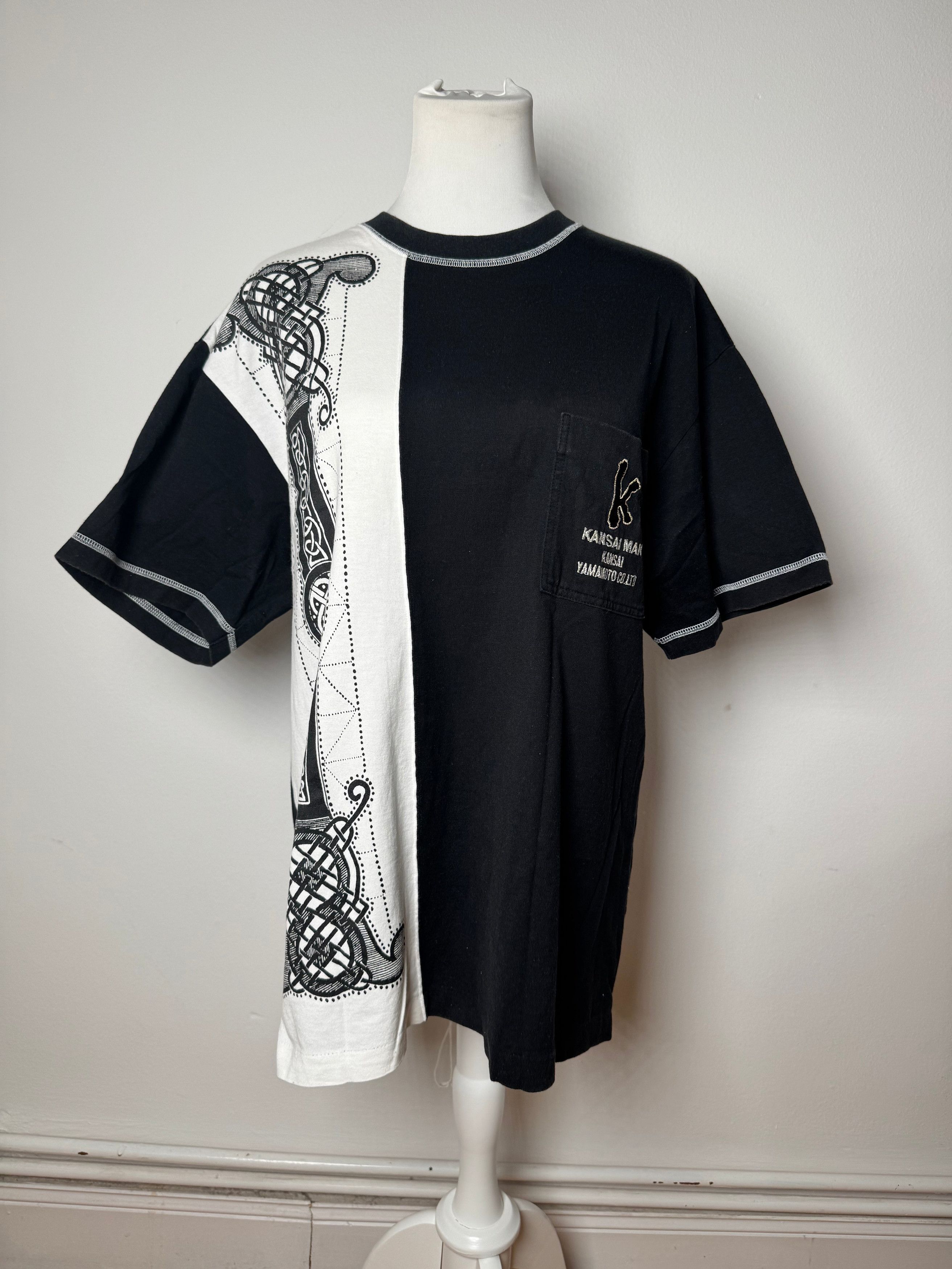 Kansai Yamamoto Vintage Abstract Mens T-shirt Black White M/L Size US L / EU 52-54 / 3 - 1 Thumbnail
