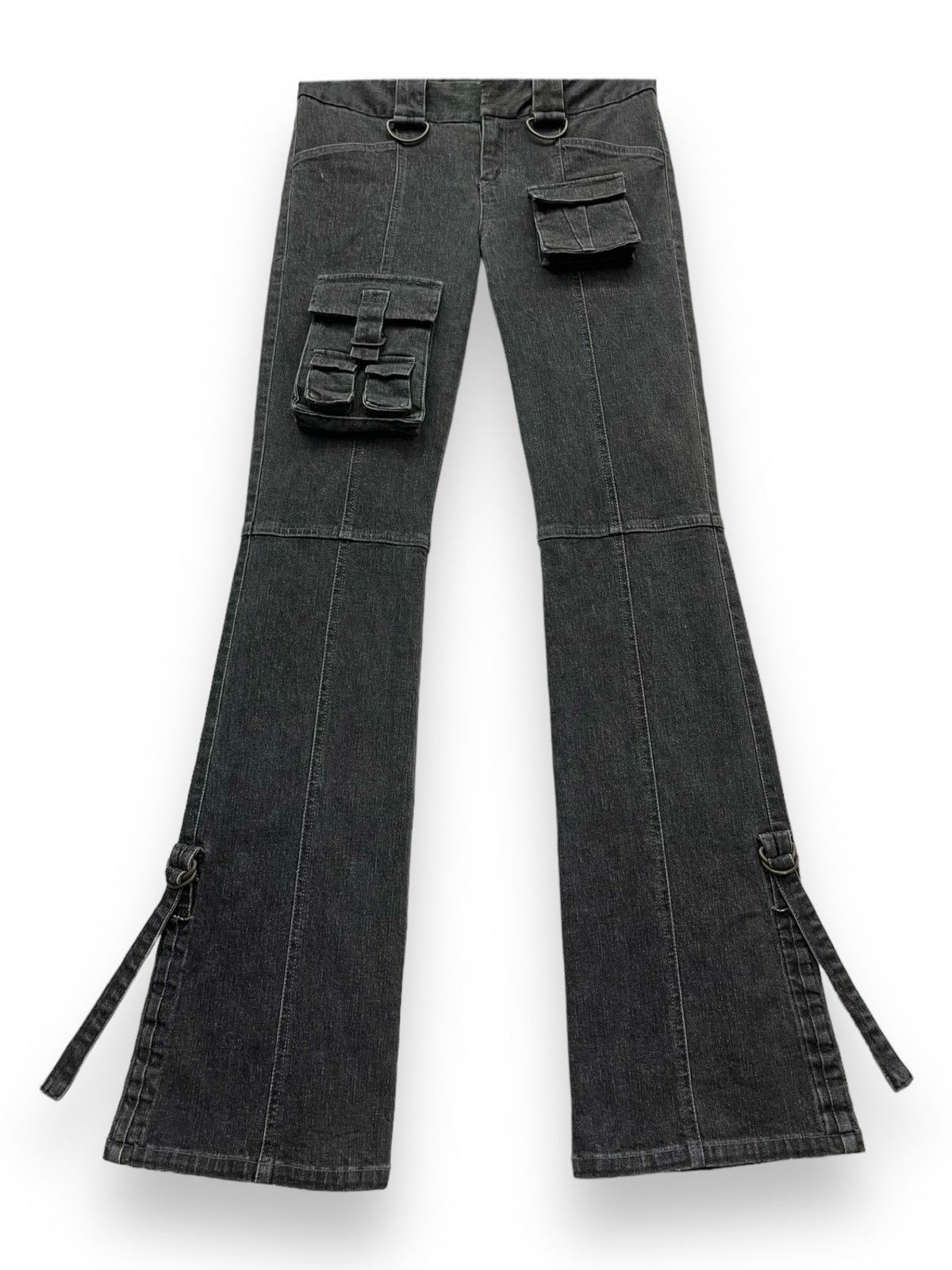 The Unbranded Brand FYE🔥 Front 3D Pocket Bondage Leg Stretch Skinny Flare Denim Size US 27 - 1 Thumbnail