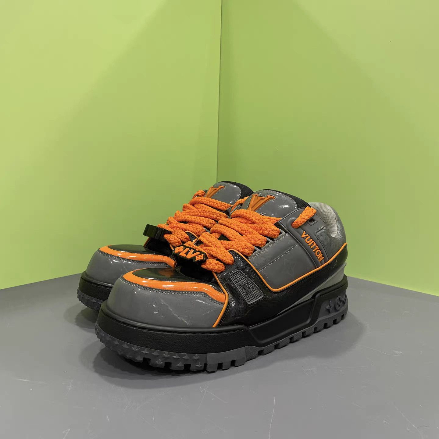 Louis Vuitton Gray Platform Sneakers with Orange Accents Size US 8 / EU 41 - 1 Thumbnail