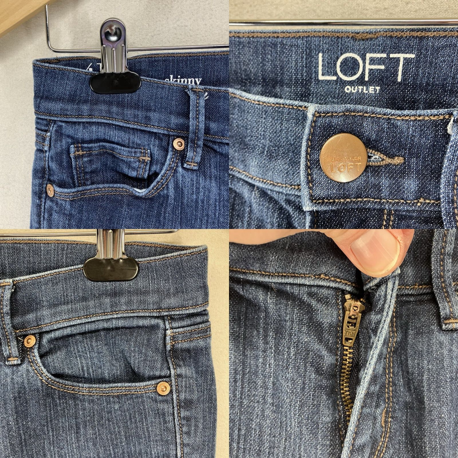 Loft LOFT Jeans Women's 4P Petite Denim Skinny 28" Inseam Blue Distressed 5-Pocket Stretch Modern Easy Care Machine Washable Prefabs/Preppy Style Size 27" / US 4 / IT 40 - 8 Thumbnail