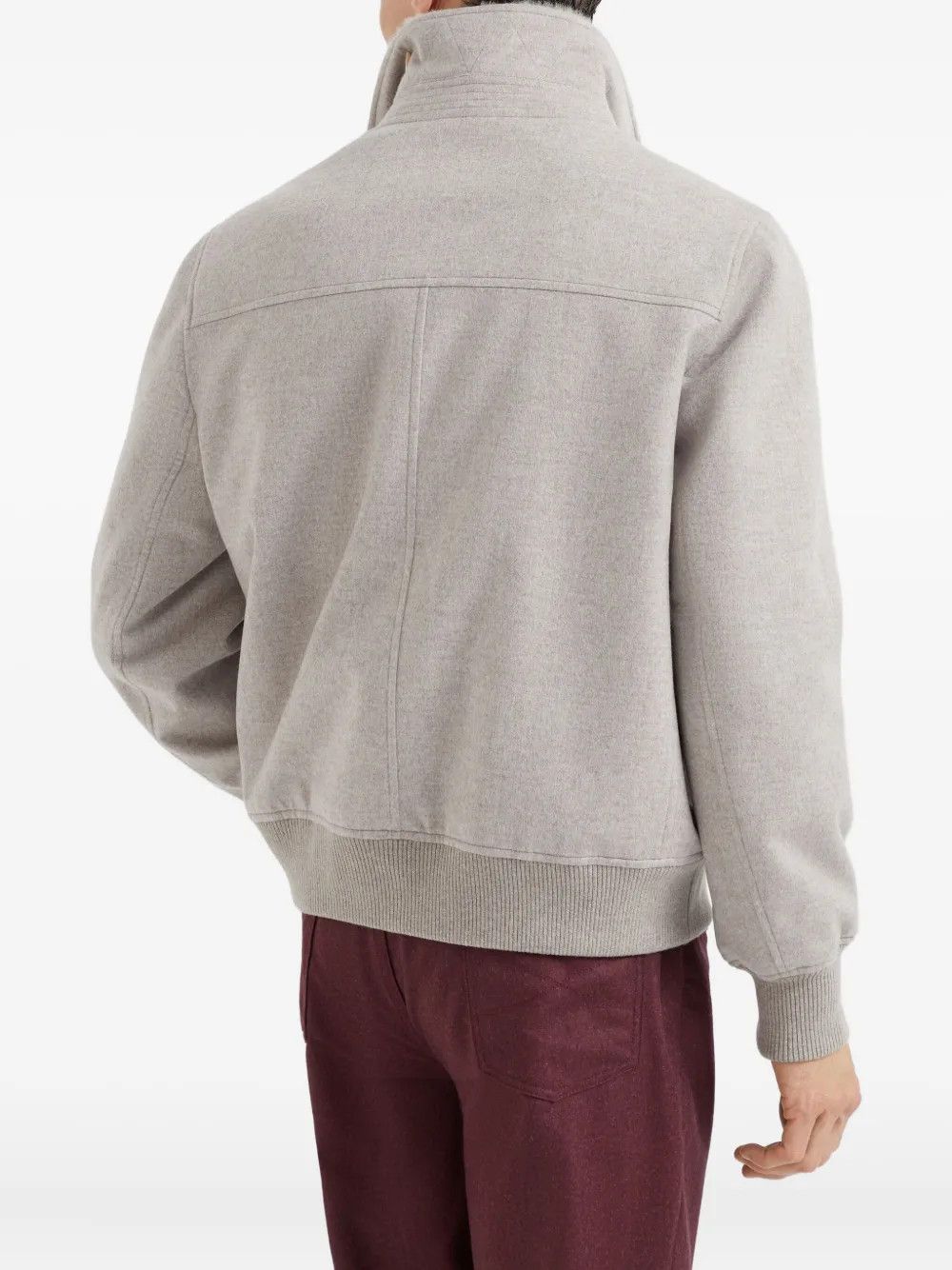 Brunello Cucinelli o1w1db10326 Cashmere Bomber Jacket in Light Grey Size US M / EU 48-50 / 2 - 6 Thumbnail