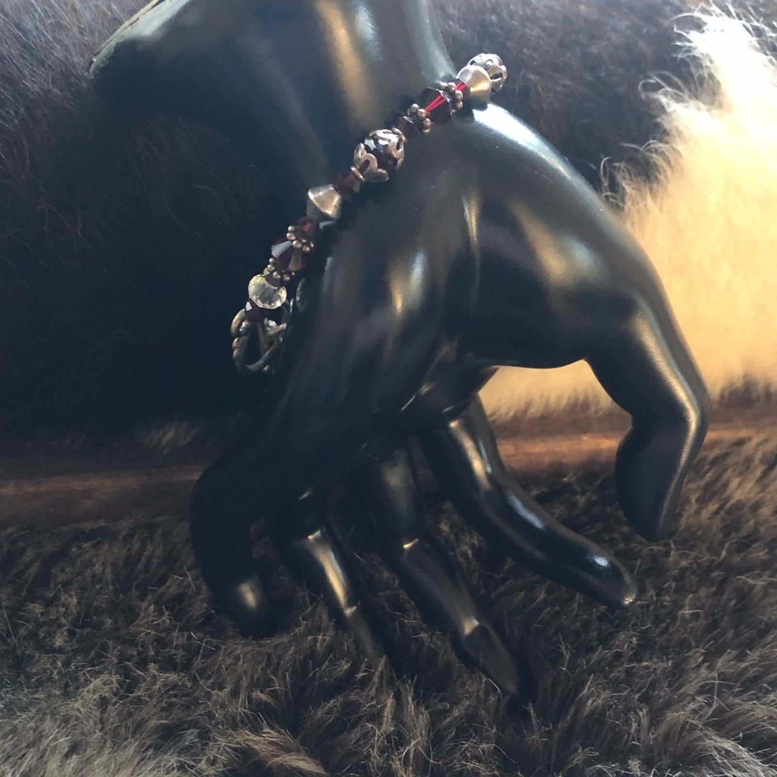 Handmade Handcrafted dark vampire blood red bead toggle bracelet Size ONE SIZE - 3 Thumbnail
