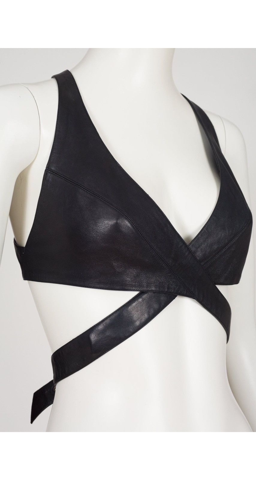 Alaia Alaïa Black Leather Racerback Wrap Bra Top Size XS / US 0-2 / IT 36-38 - 1 Thumbnail