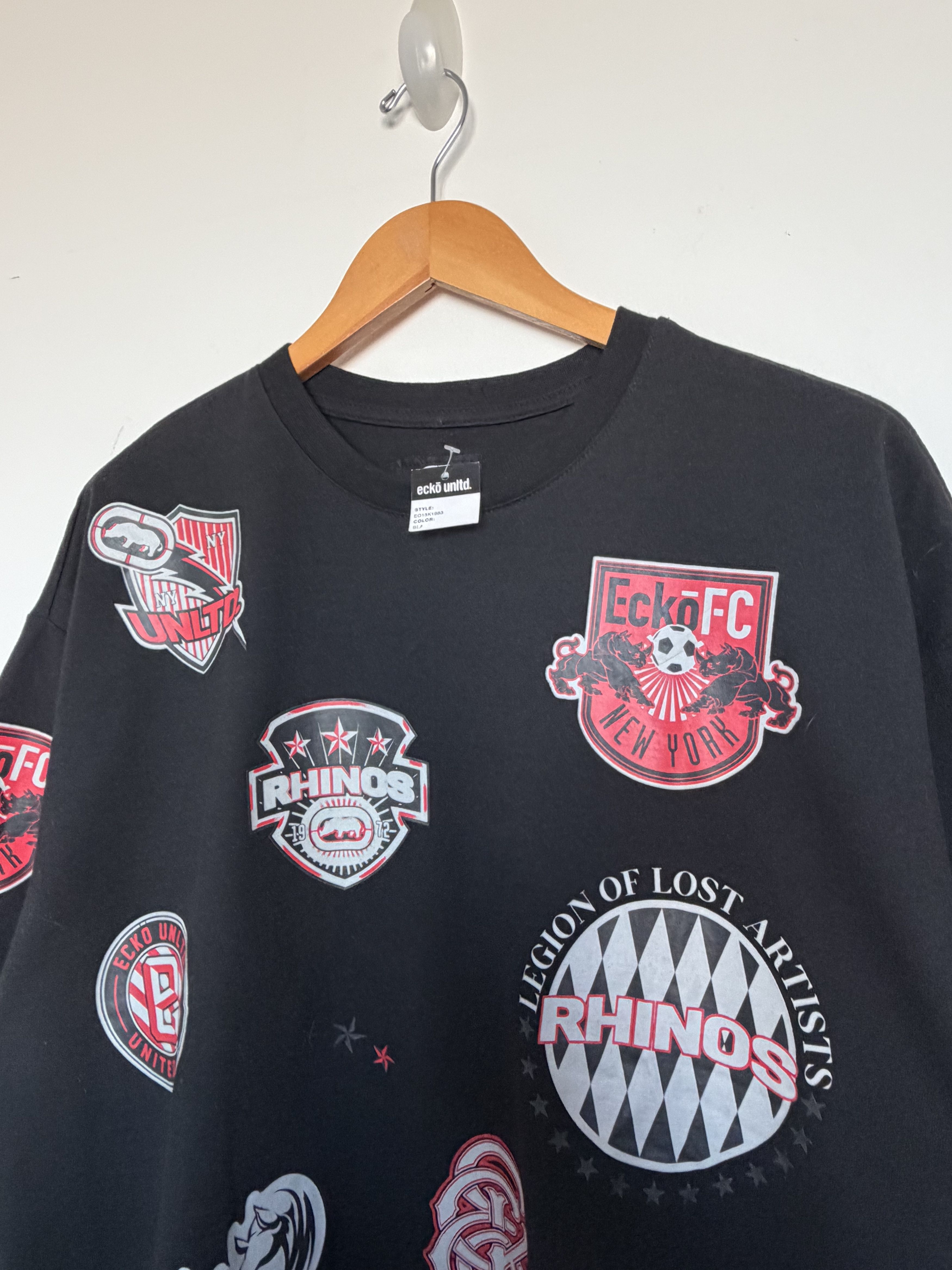 Marc Ecko Ecko Football Club Tee Black Red Y2K Streetwear Medium BNWT Size US L / EU 52-54 / 3 - 4 Thumbnail