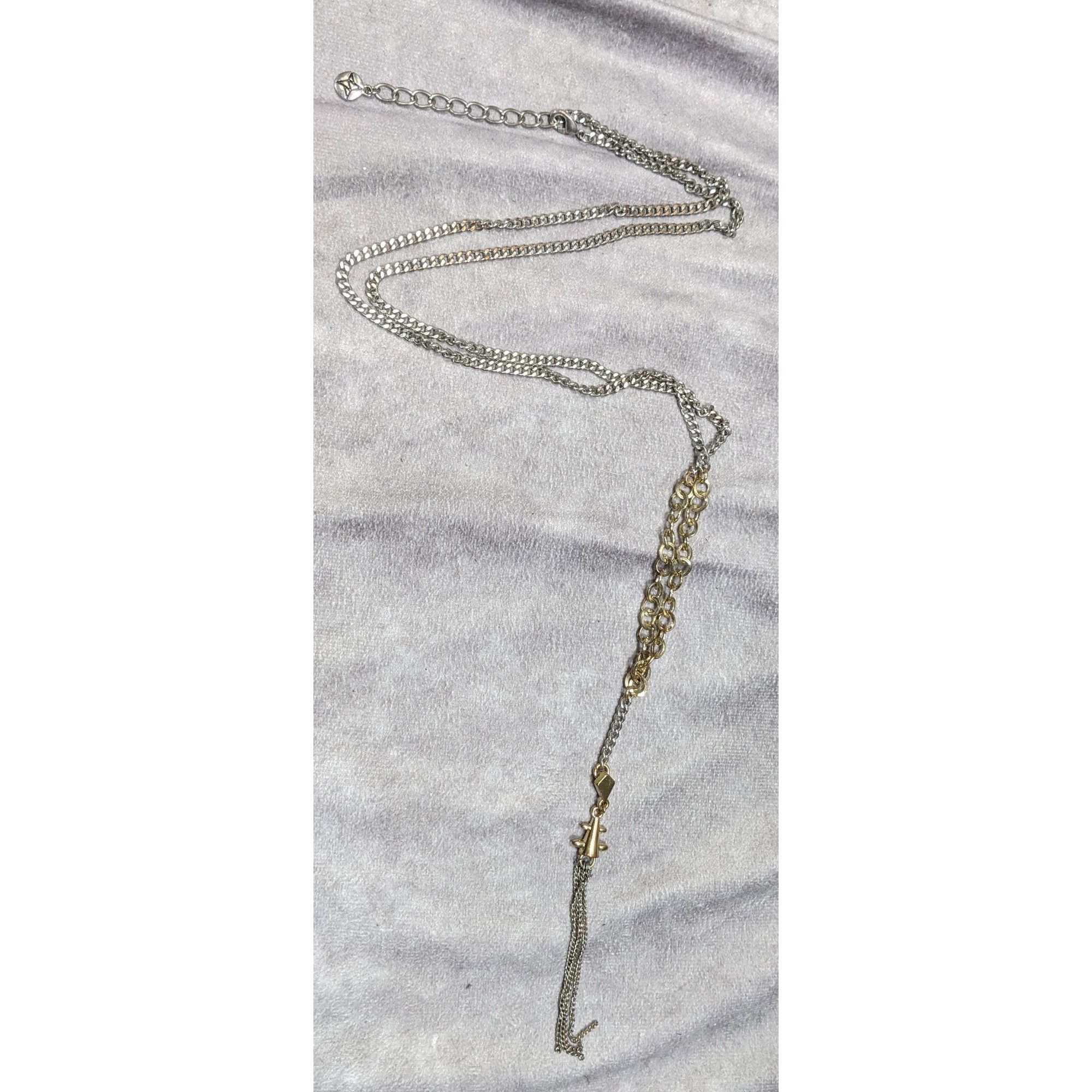 Bcbgmaxazria BCBGMAXAZRIA Metallic Punk Abstract Chain Tassel Necklace Size ONE SIZE - 5 Thumbnail