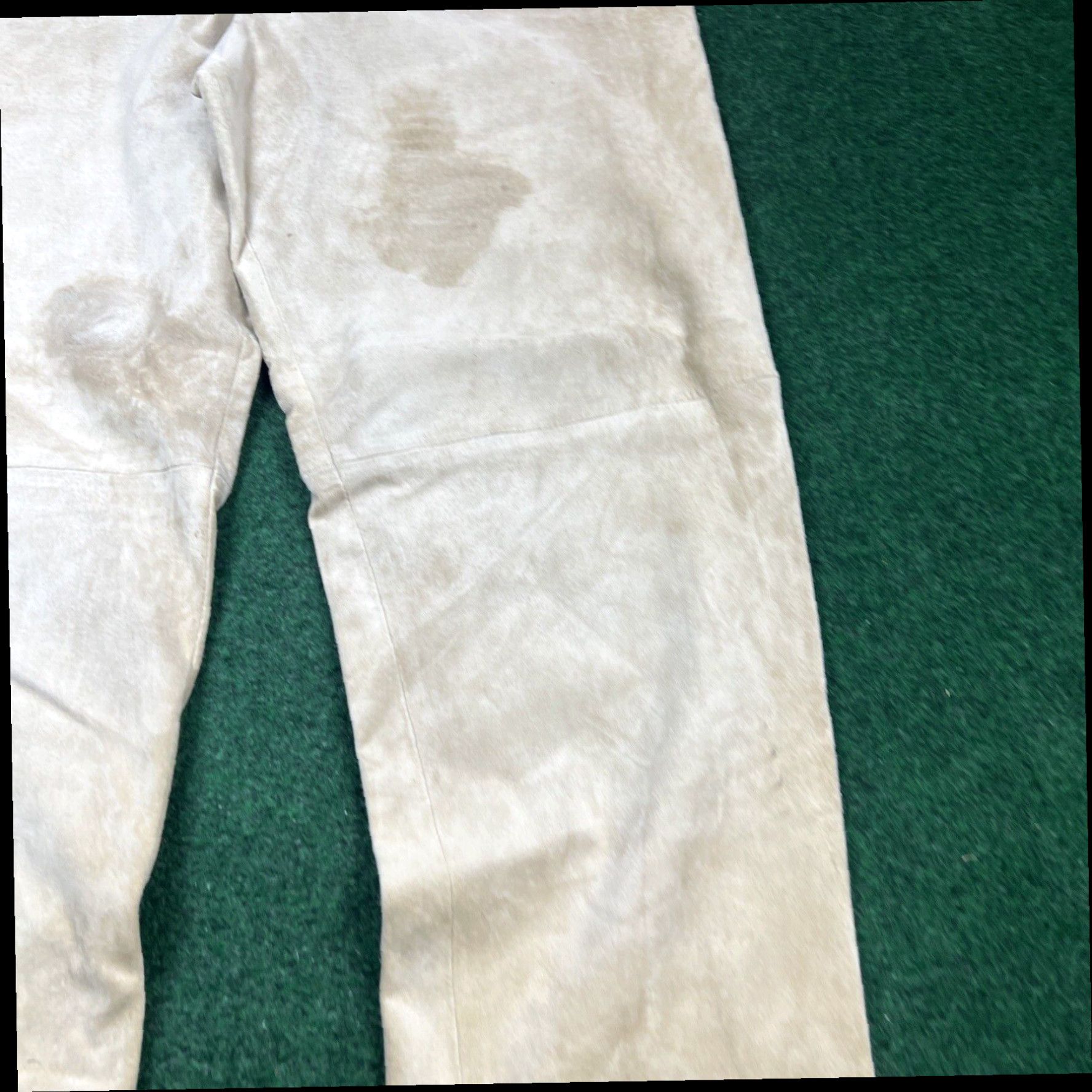 Vintage B&J Tan Solid Leather SUEDE Straight Leg Pants L Regular Size 10 32x28 Size 32" / US 10 / IT 46 - 2 Thumbnail