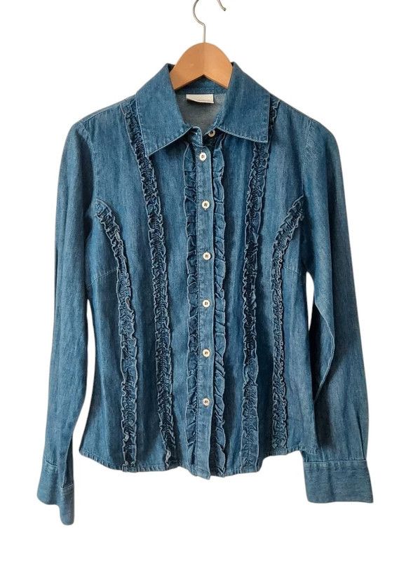 Vintage Canda vintage denim shirt ruffle 10 Size M / US 6-8 / IT 42-44 - 2 Thumbnail