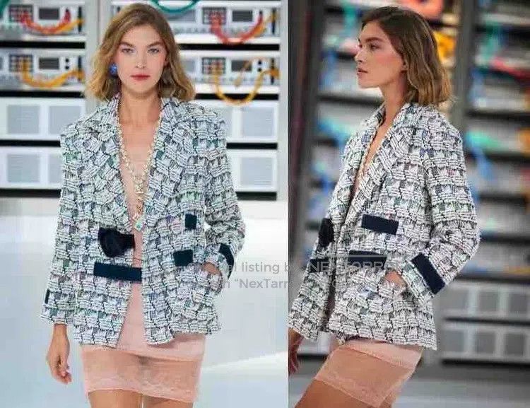 Chanel Chanel Data Centre Series White Tweed Mosaic Lapel Velcro Size XS / US 0-2 / IT 36-38 - 8 Thumbnail