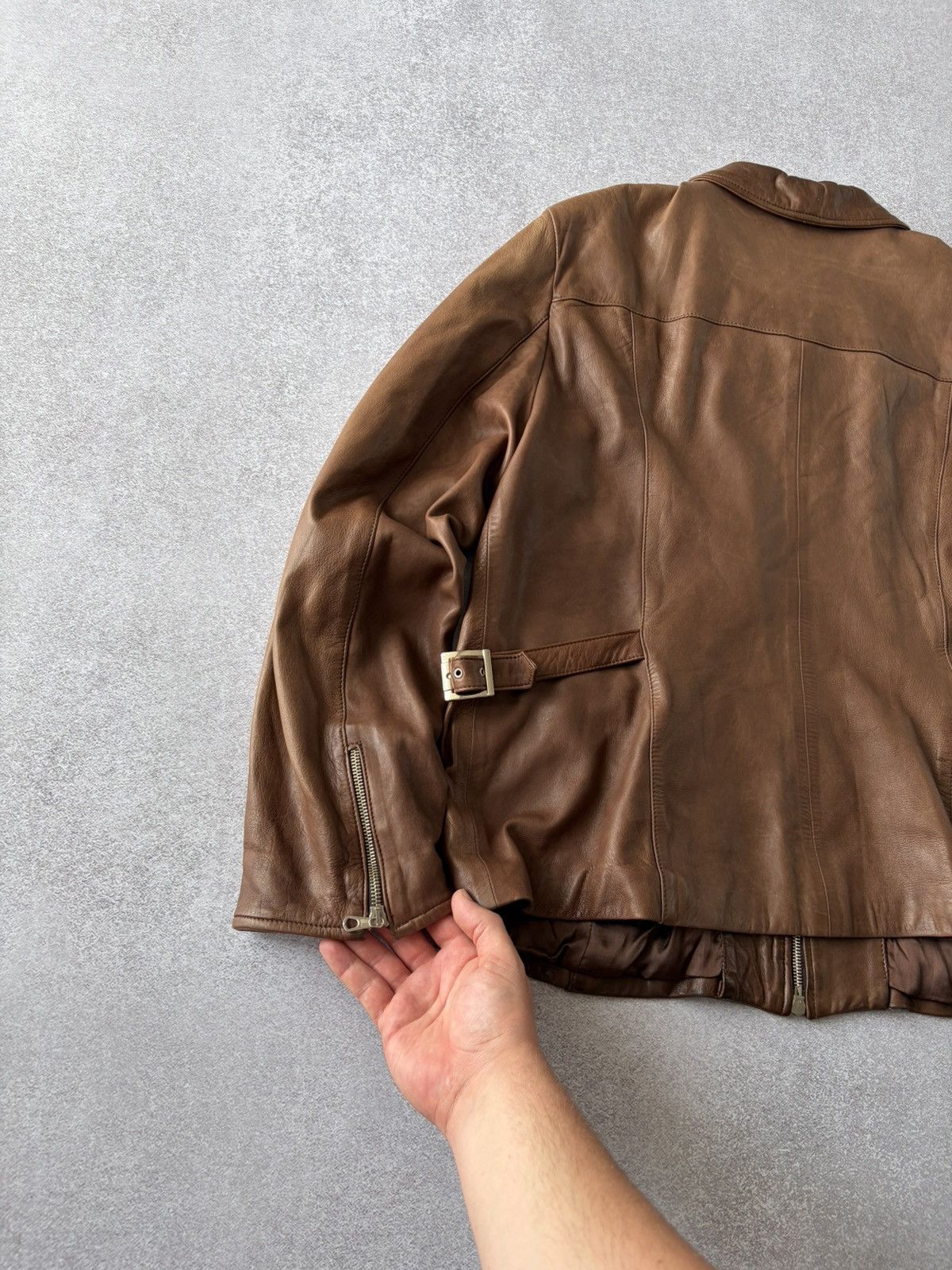 Vera Pelle VTG Vera Pelle Leather Zip Brown Jacket Straps Antique Style Size US XL / EU 56 / 4 - 7 Thumbnail
