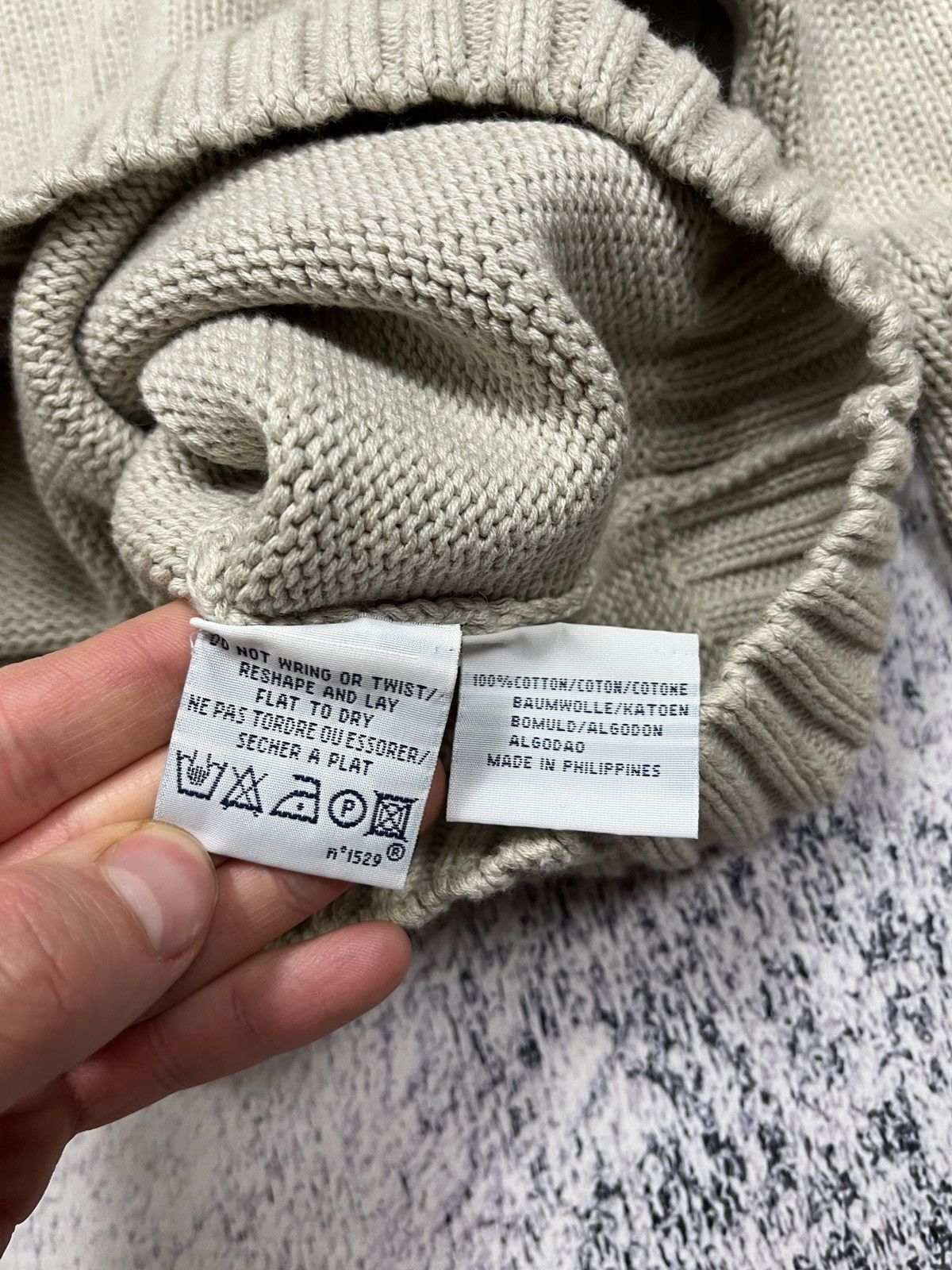 Polo Ralph Lauren × Ralph Lauren × Vintage Vintage 90’s Polo Ralph Lauren Beige Heavy Knit Sweater Hype Size US XL / EU 56 / 4 - 7 Thumbnail