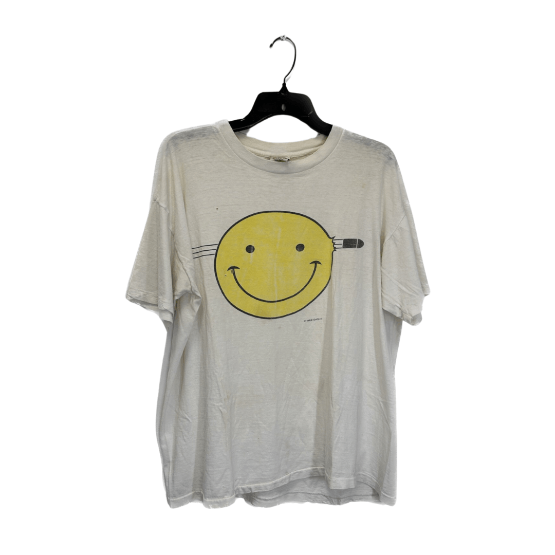 image of Wild Oats - "smiley" Face Tee in White, Men's (Size XL)