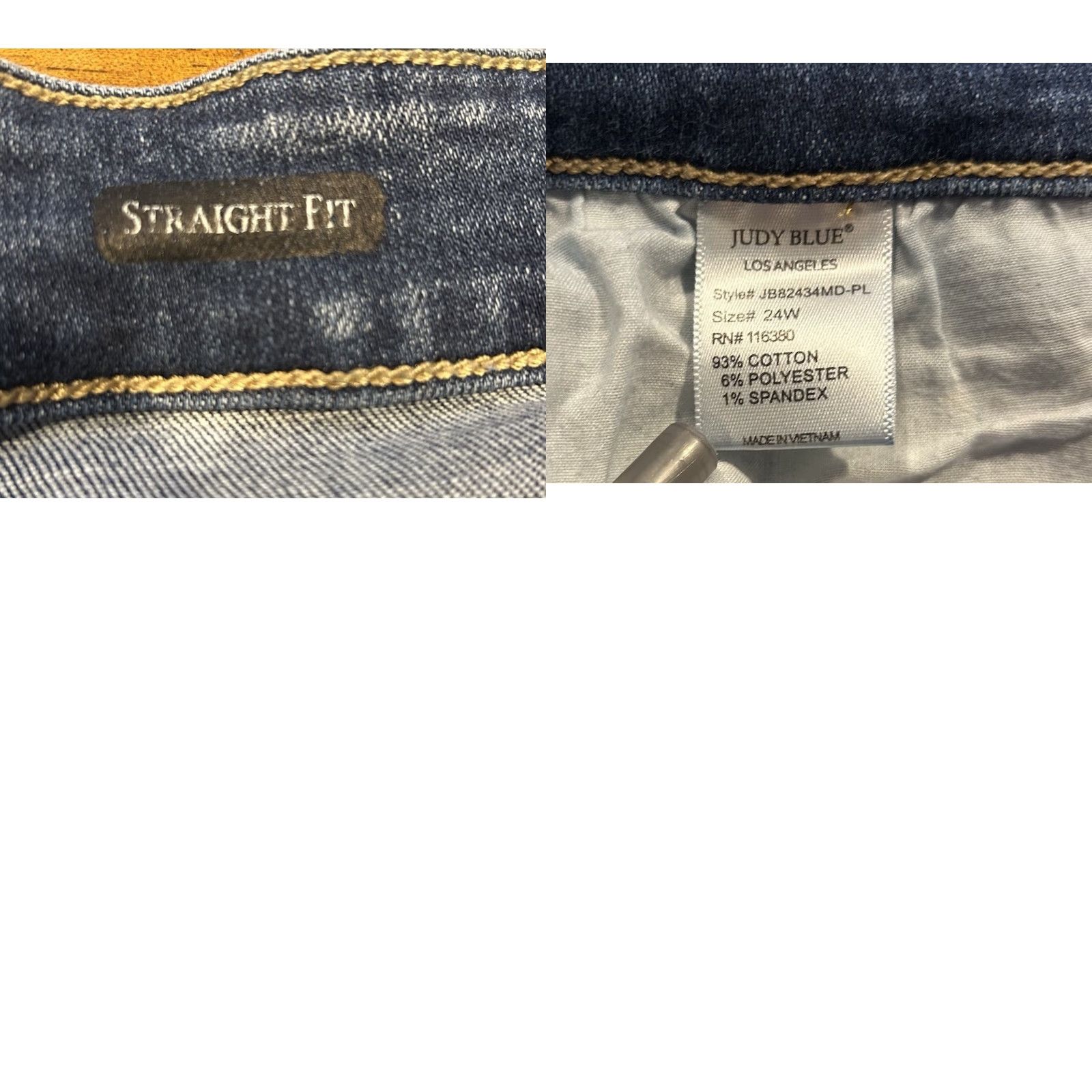 Vintage Judy Blue Jeans Womens 24W Distressed High Rise Straight Fit Stretch Jeans Size 42" / US 20 - 8 Thumbnail