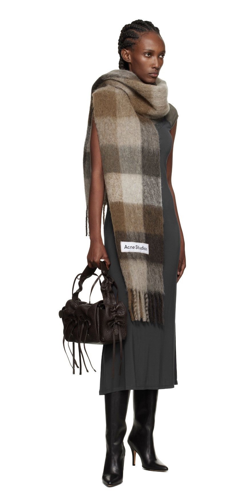 Acne Studios Brown Mohair Checked Scarf Size ONE SIZE - 2 Thumbnail