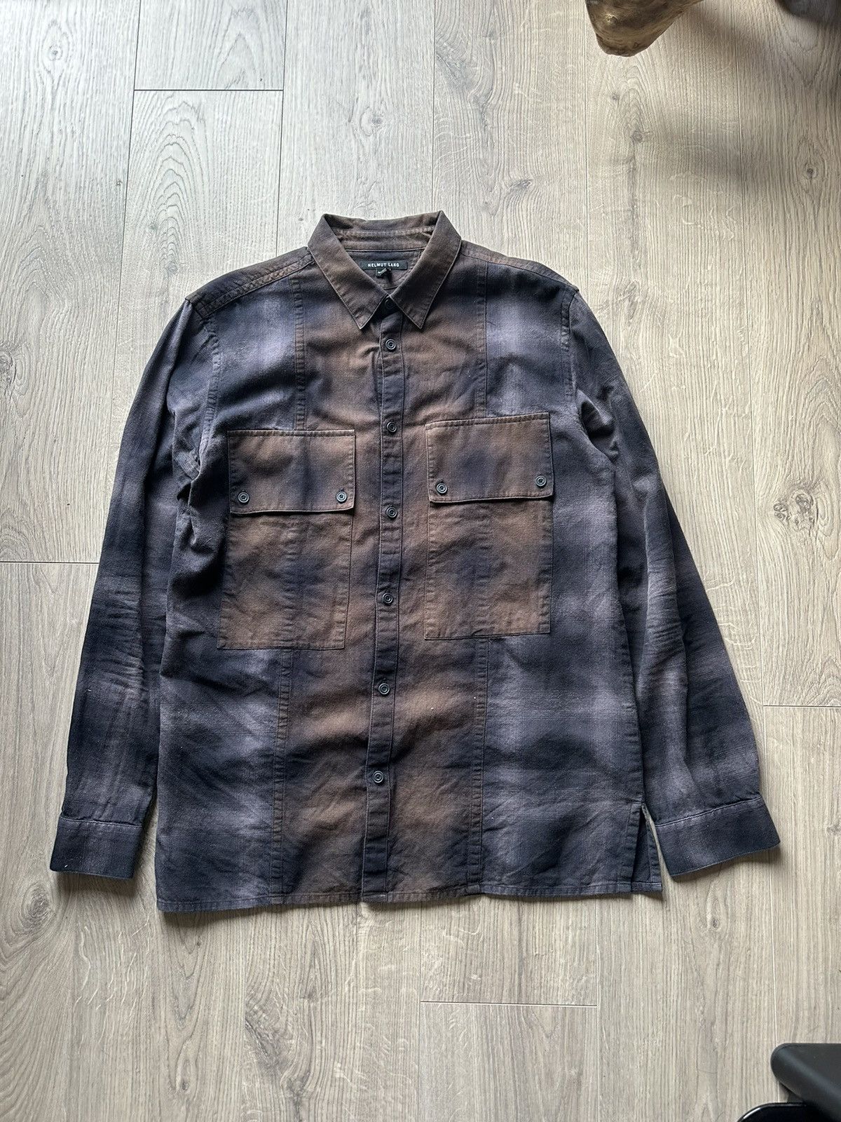 Pre-owned Helmut Lang Designer Pocket Overshirt In Brown