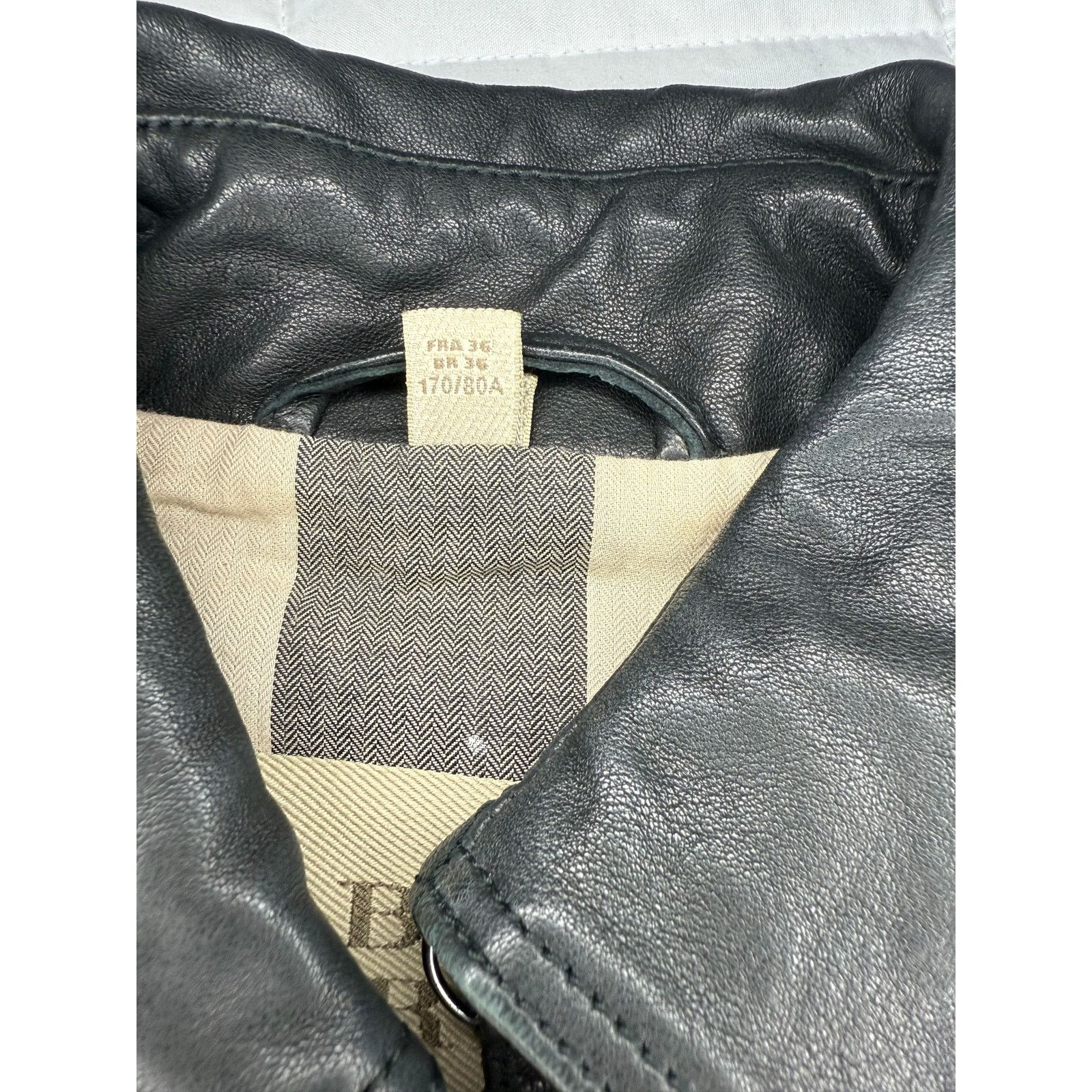 Burberry Burberry Brit Black Brown Leather Cotton Belted Jacket US 4 Size S / US 4 / IT 40 - 4 Thumbnail