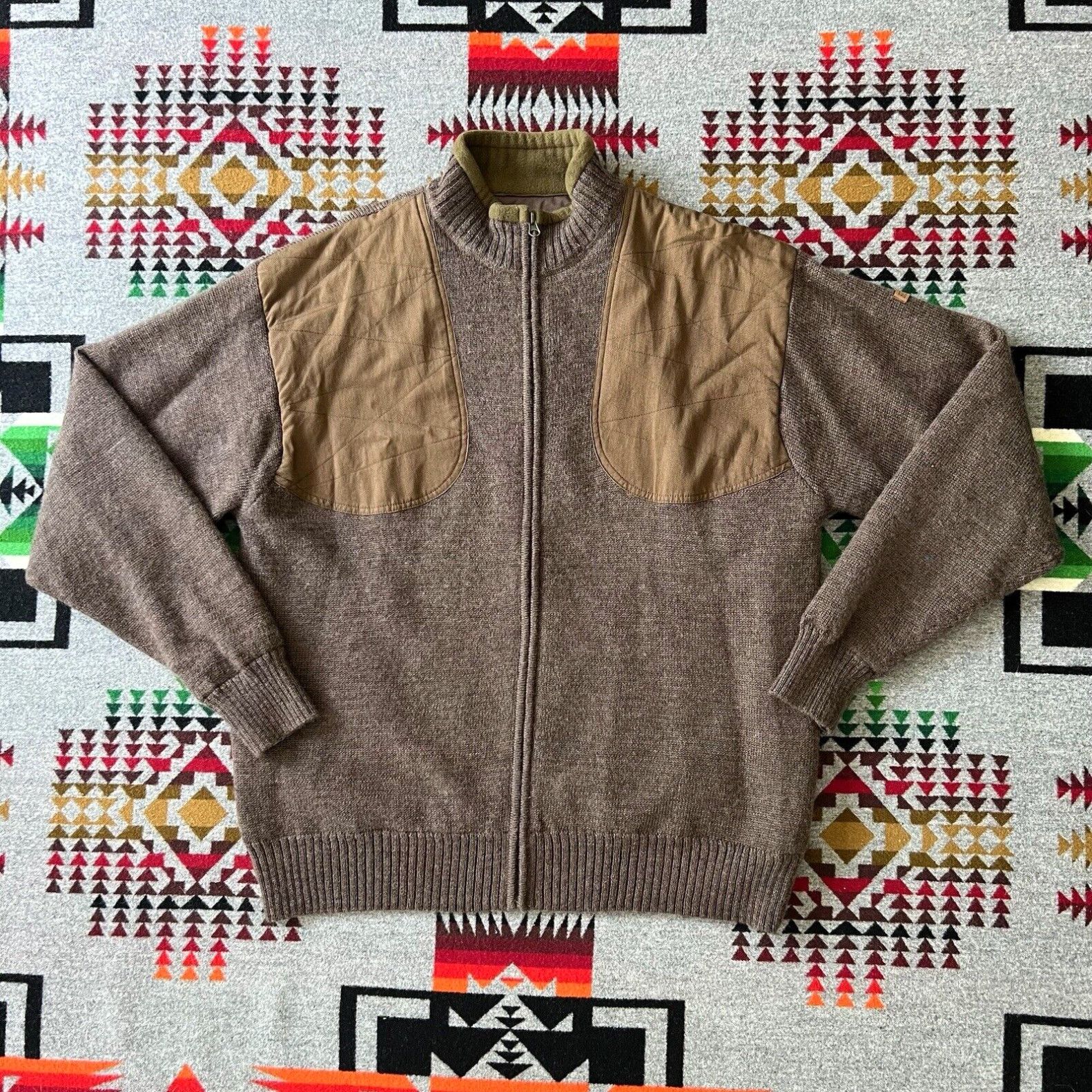 image of Beretta Men's Wool Sweater Full Zip Lined Jacket Size Large High Neck Euc A6 in White
